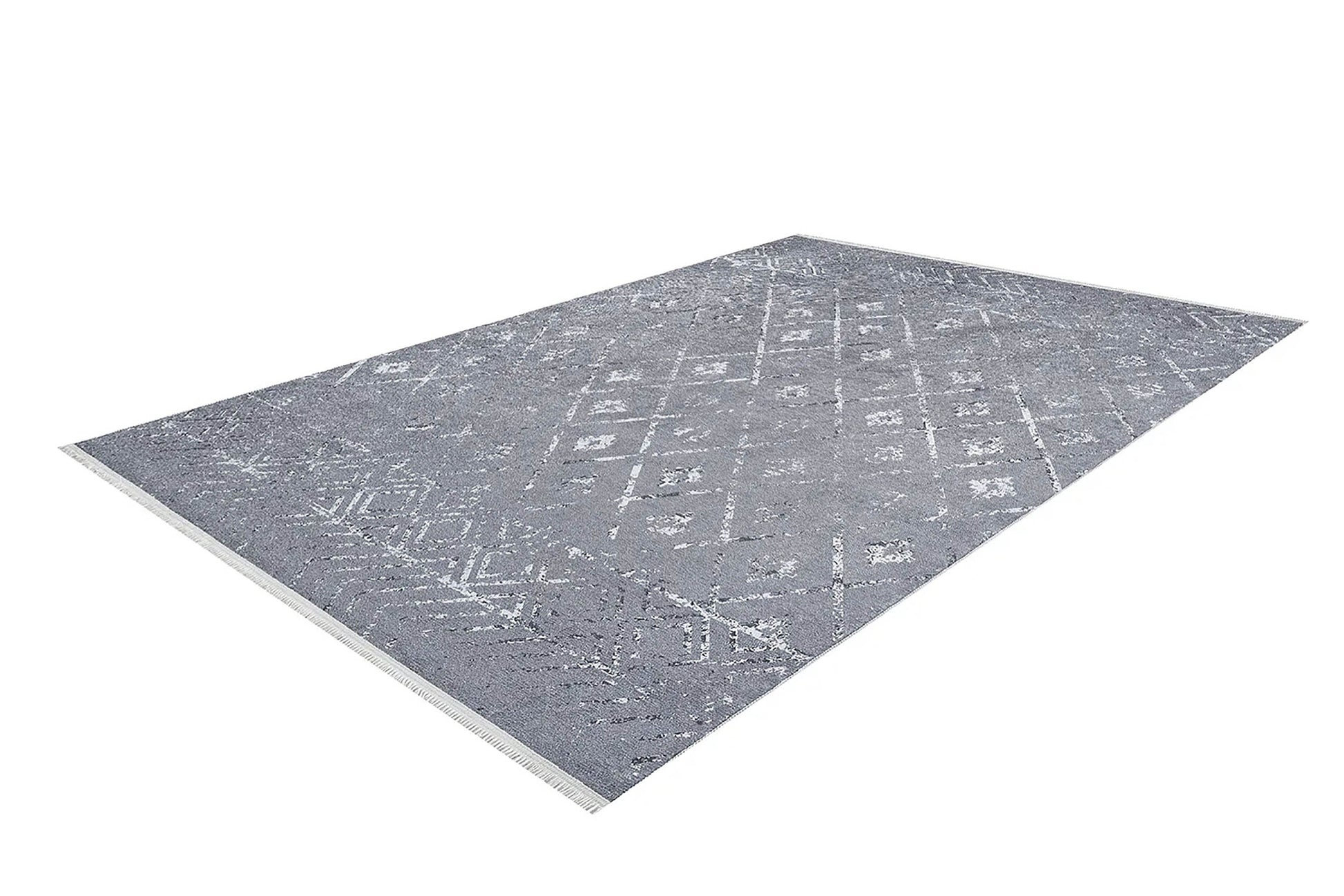 Gri Geometrik Antika Benzersiz Vintage Halı - Pera Halı