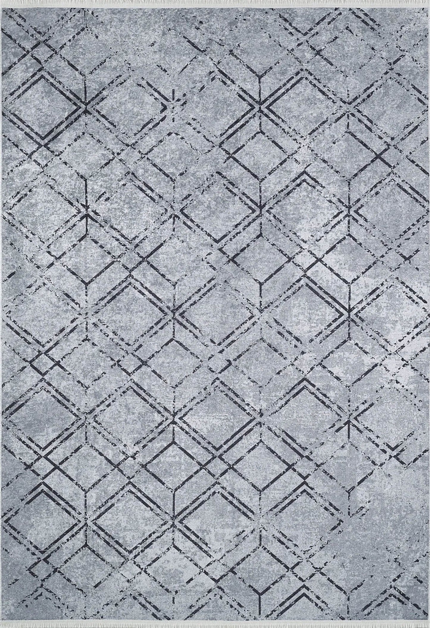 Gri Geometrik Vintage Antika Halı - Pera Halı