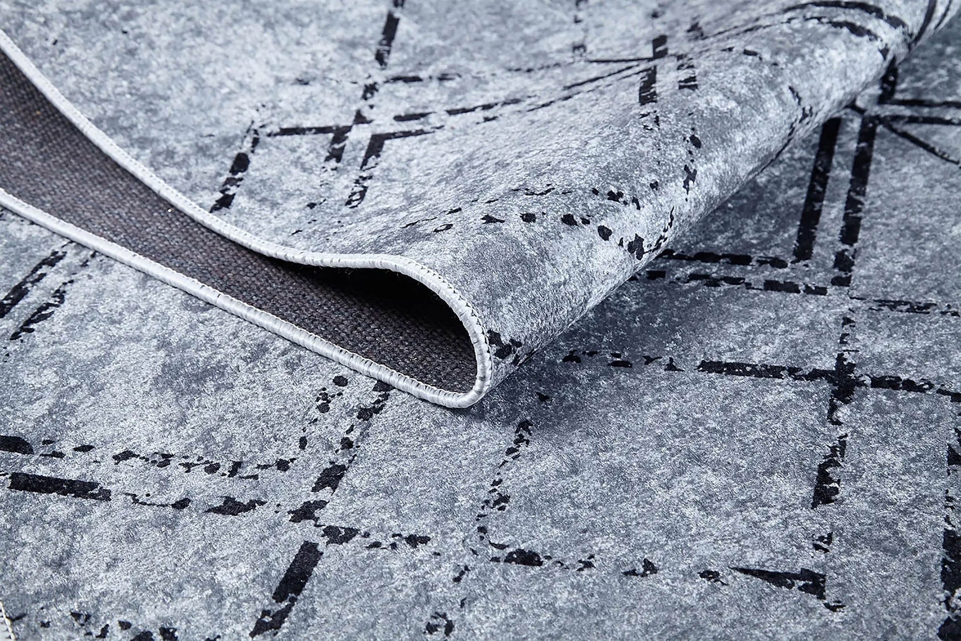 Gri Geometrik Vintage Antika Halı - Pera Halı