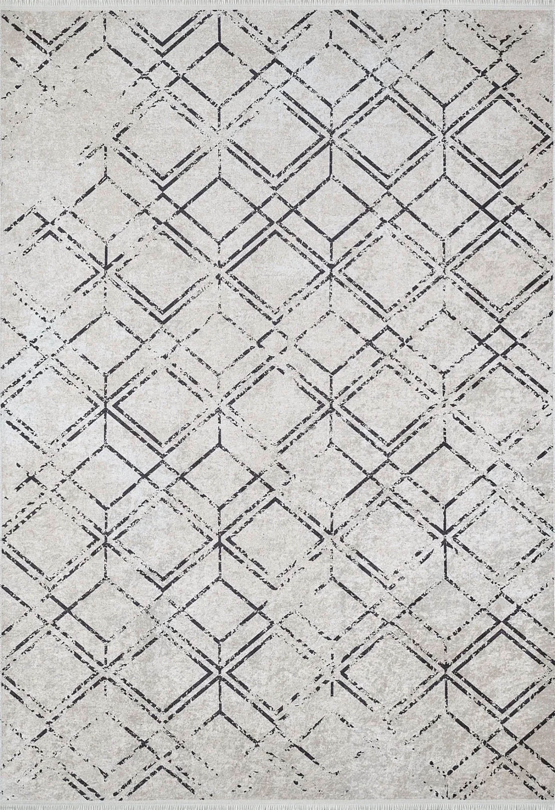 Gri Geometrik Antika Halı - Pera Halı