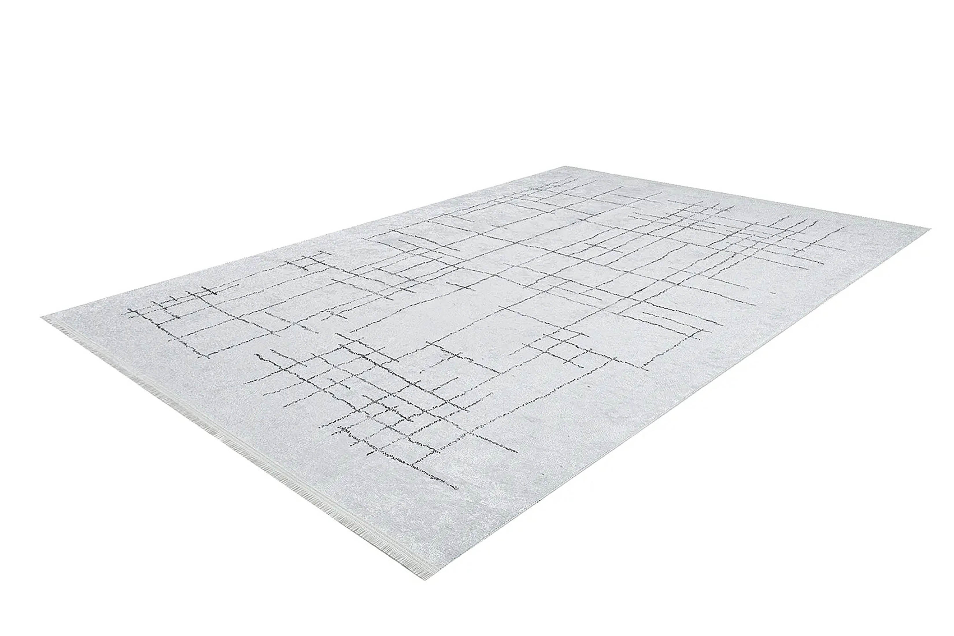 Krem Siyah Geometrik Halı - Pera Halı