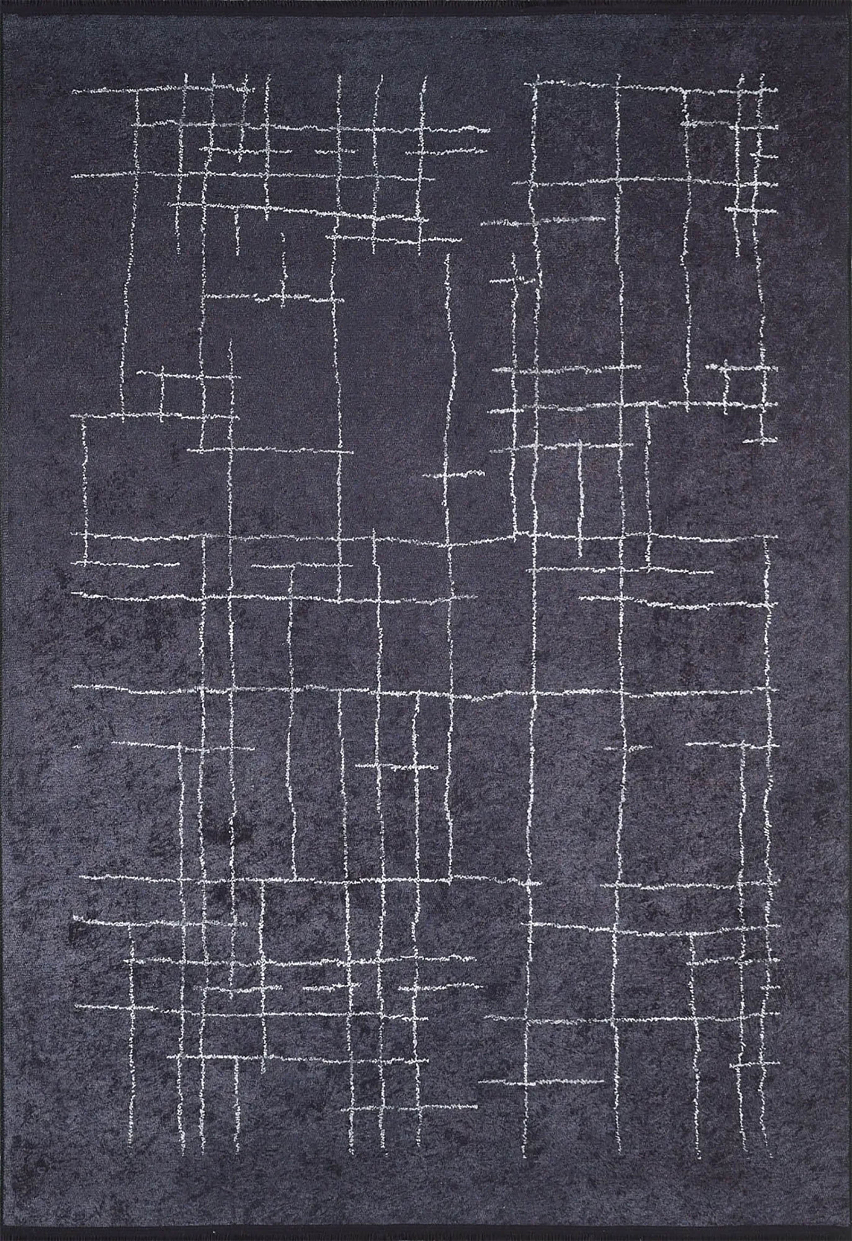 Siyah Beyaz Geometrik Halı - Pera Halı
