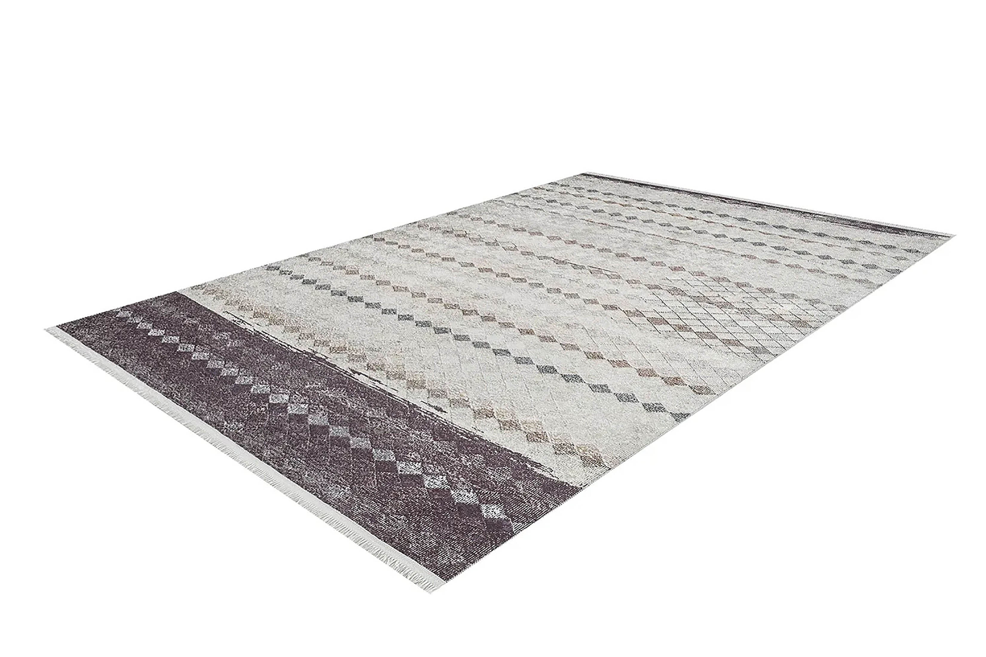 Bej Kahverengi Geometrik Antik Vintage Halı - Pera Halı