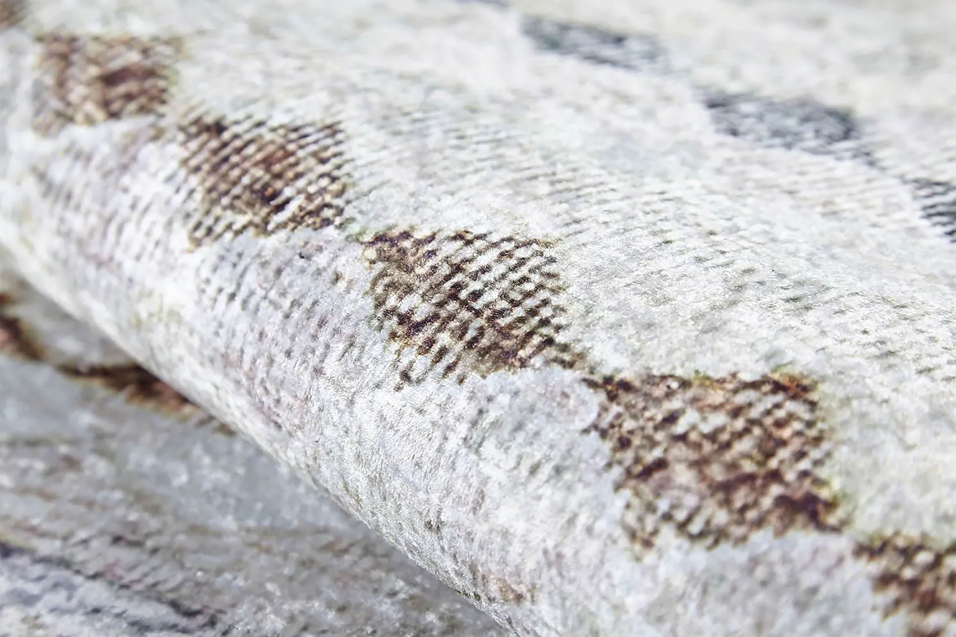 Bej Kahverengi Geometrik Antik Vintage Halı - Pera Halı