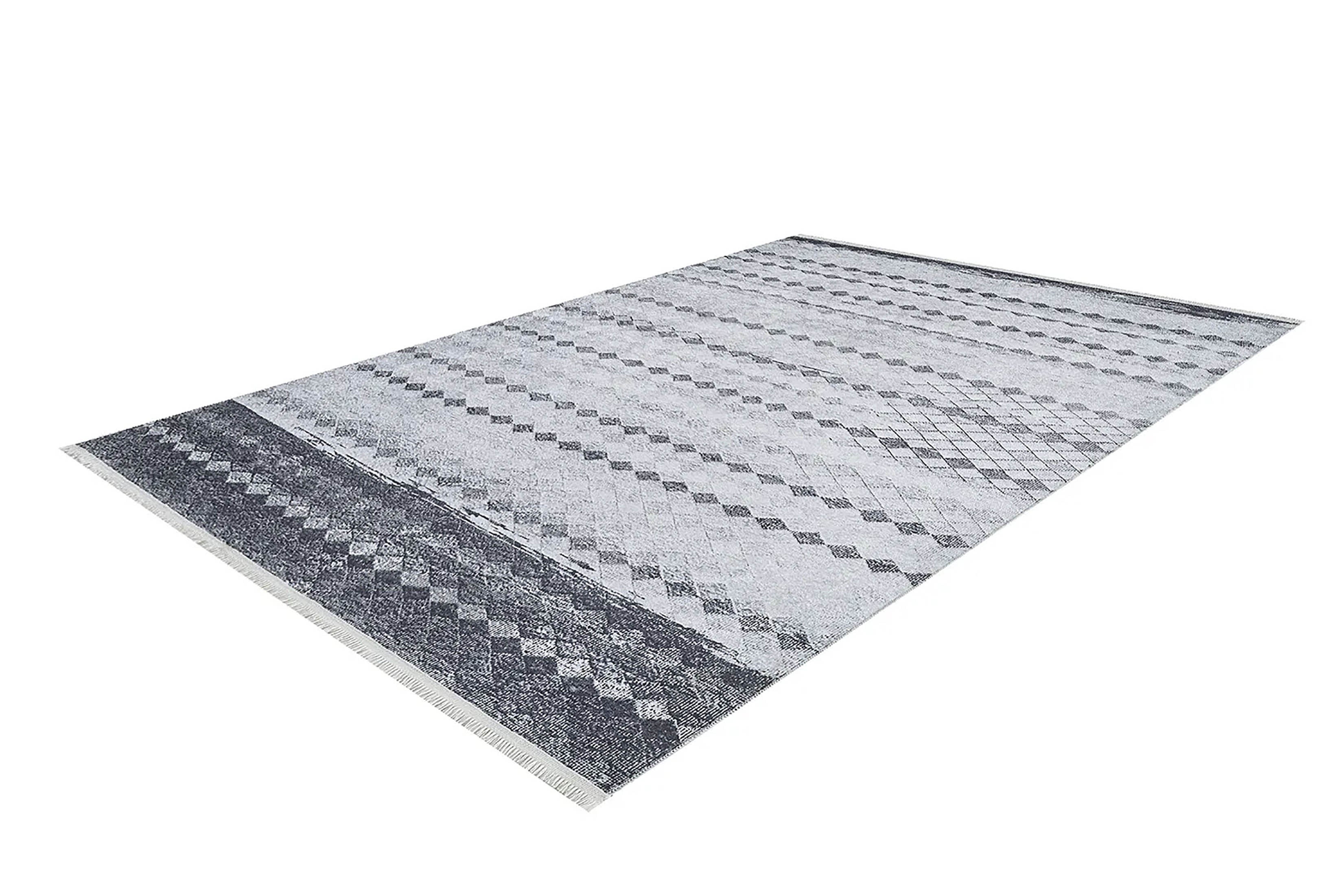 Gri Geometrik Antik Vintage Halı - Pera Halı