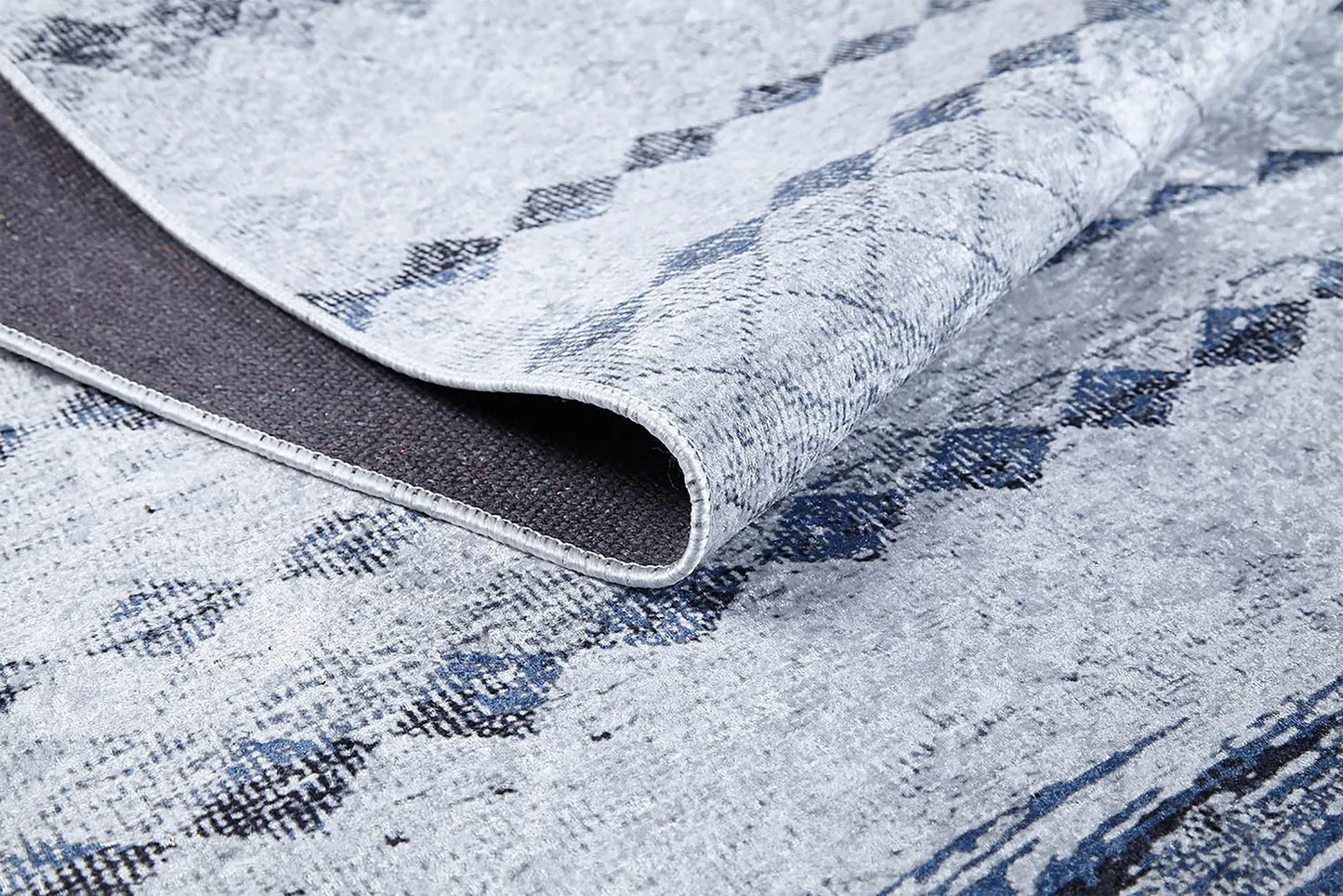 Gri Mavi Geometrik Antik Vintage Halı - Pera Halı