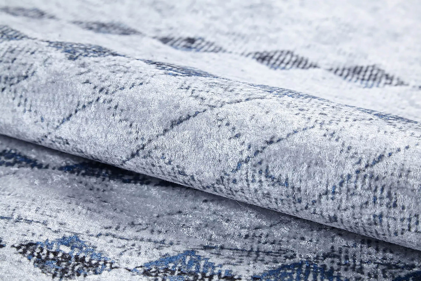 Gri Mavi Geometrik Antik Vintage Halı - Pera Halı