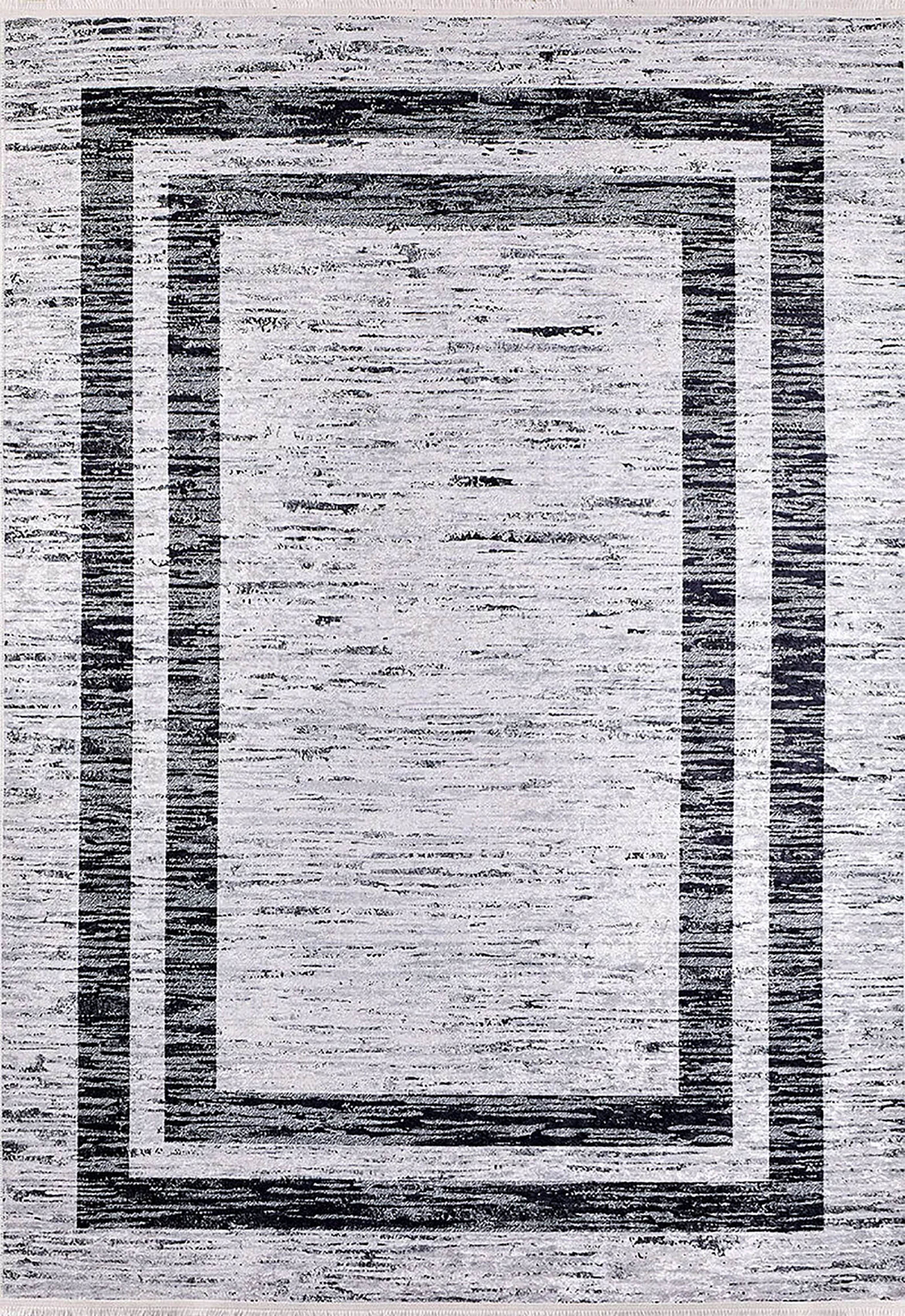 Modern Halı | Siyah Beyaz Soyut Çizgili | Minimalist Bordür