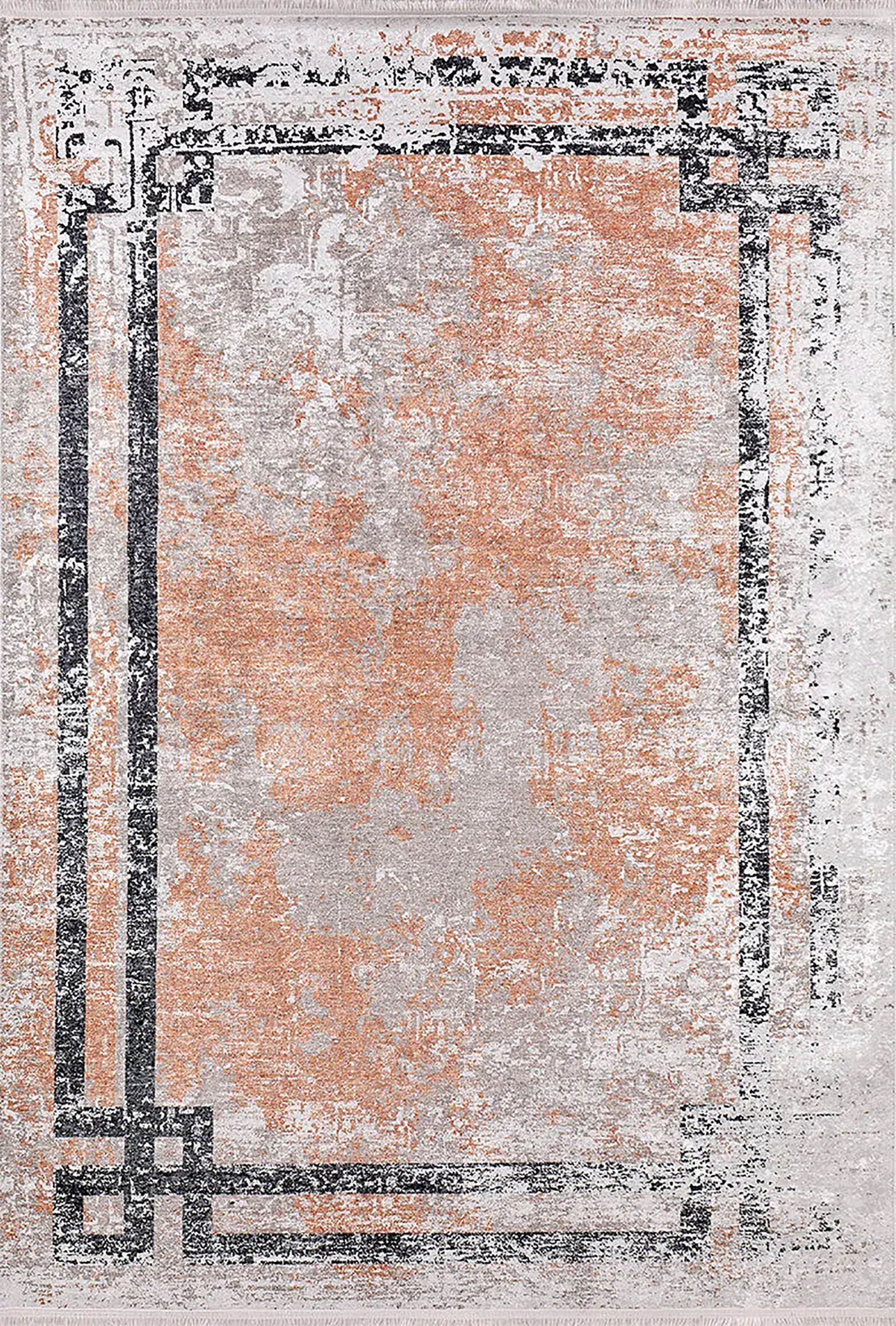 Brown Beige Geometric Antique Art Deco Rug