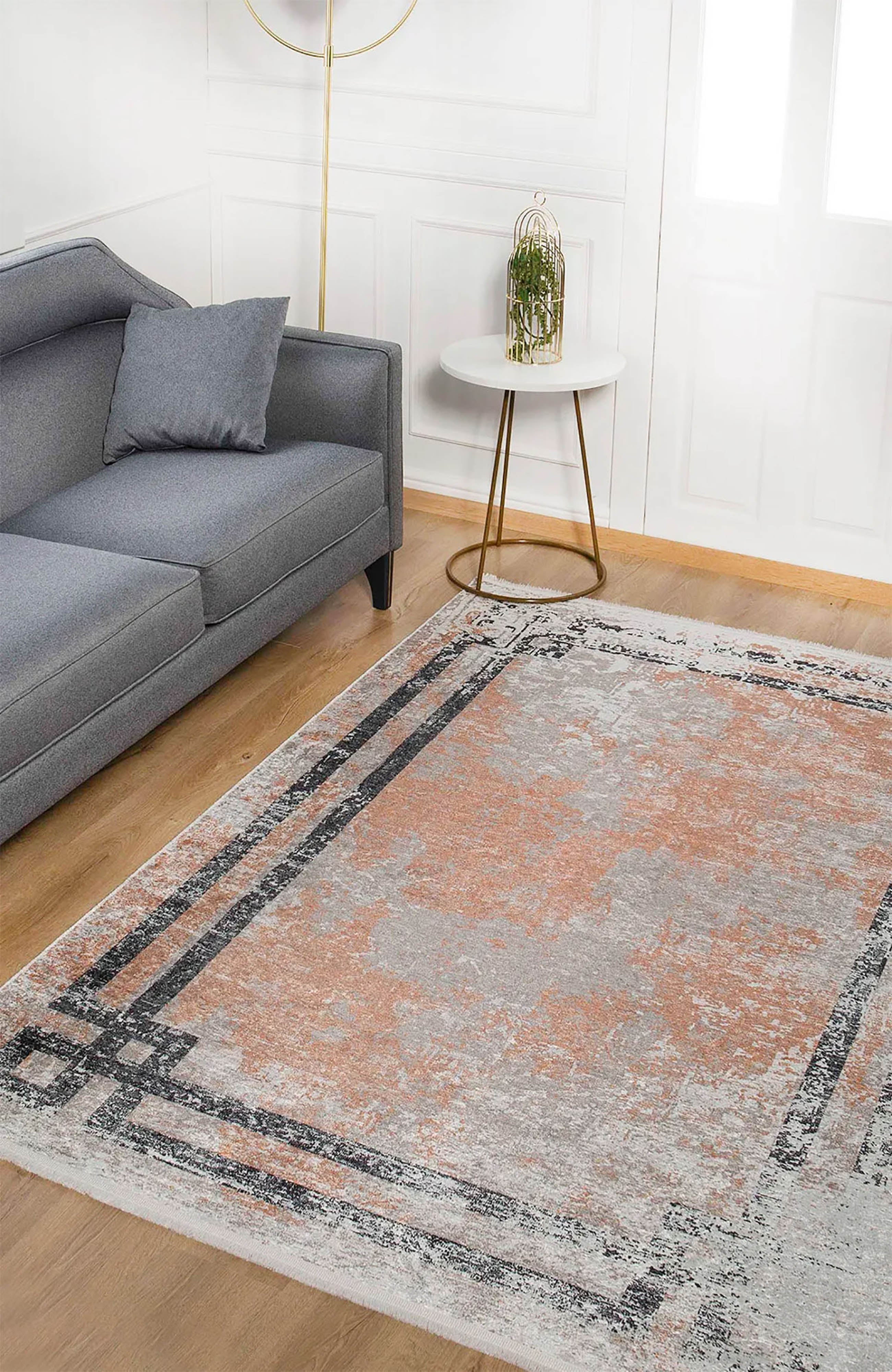 Brown Beige Geometric Antique Art Deco Rug