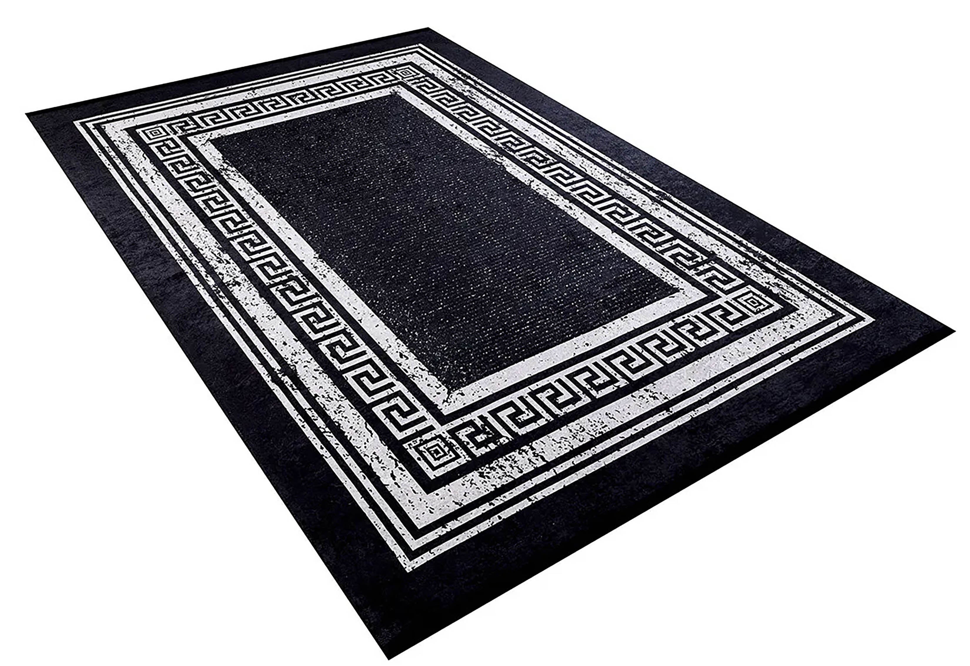 Brown Beige Geometric Antique Art Deco Rug