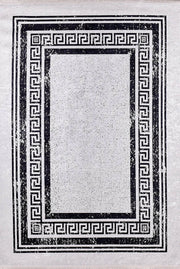 Brown Beige Geometric Antique Art Deco Rug