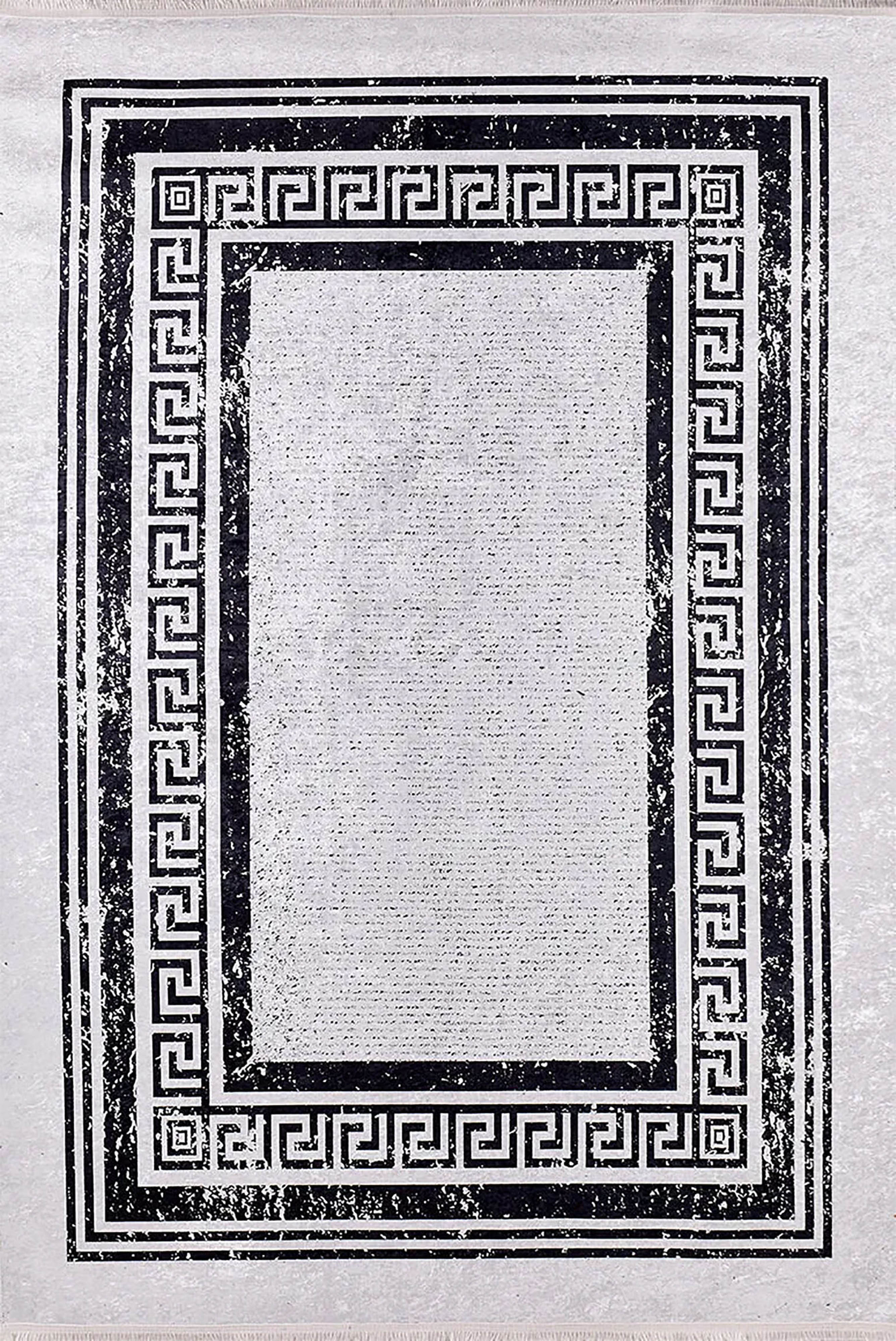 Brown Beige Geometric Antique Art Deco Rug