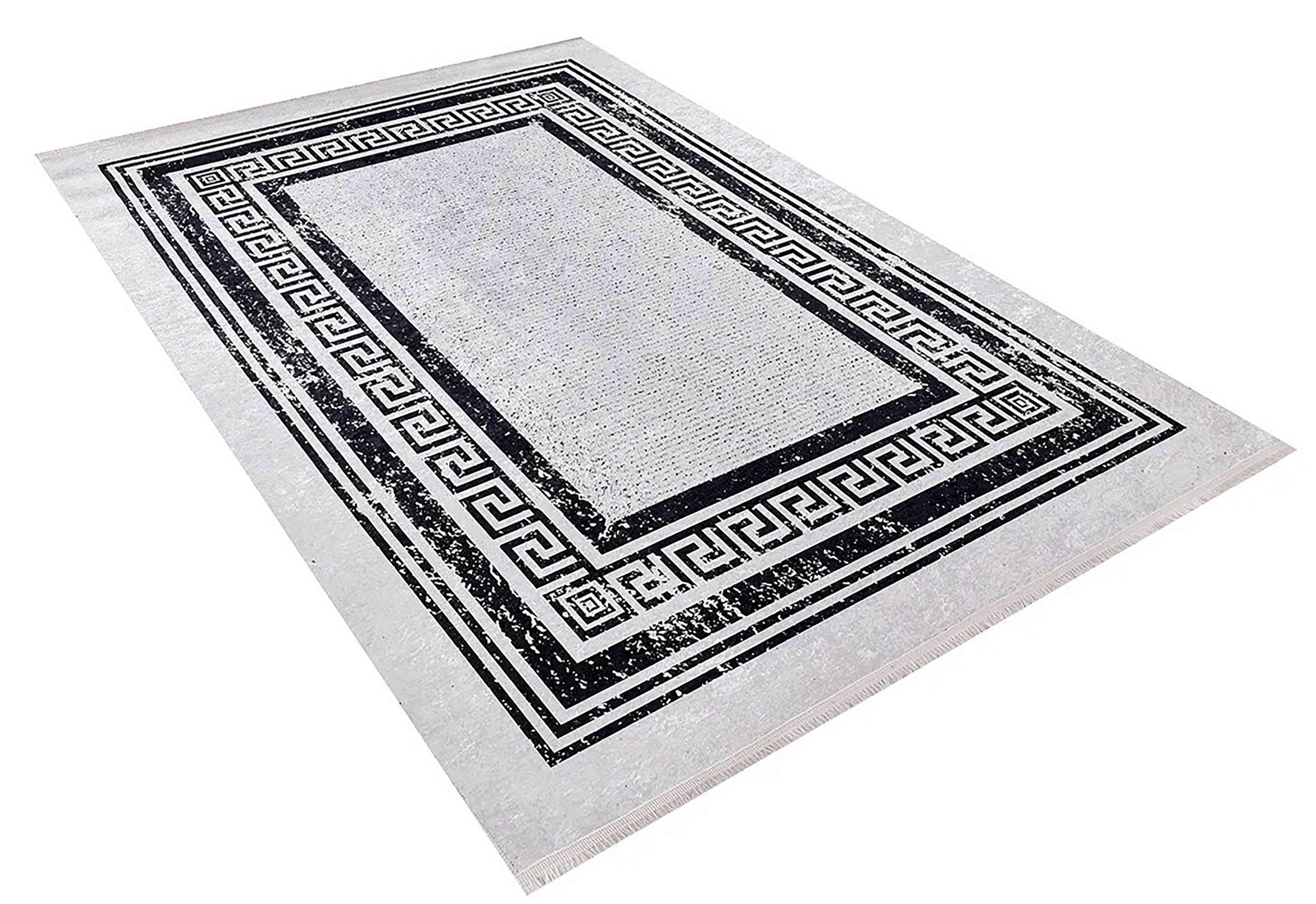 Brown Beige Geometric Antique Art Deco Rug