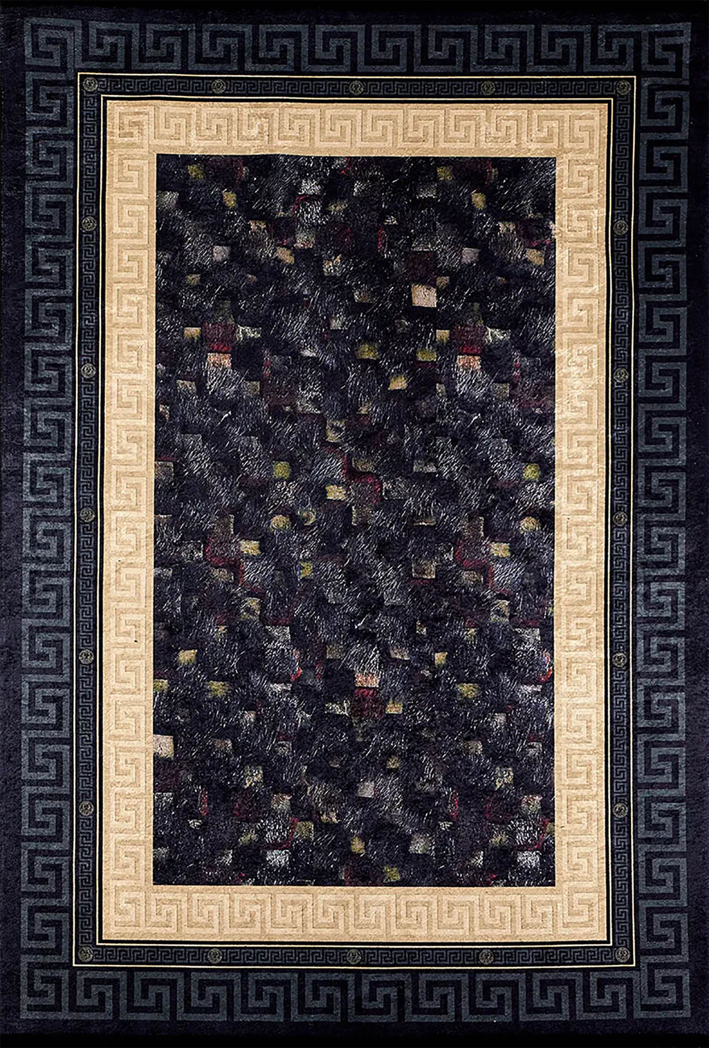 Brown Beige Geometric Antique Art Deco Rug