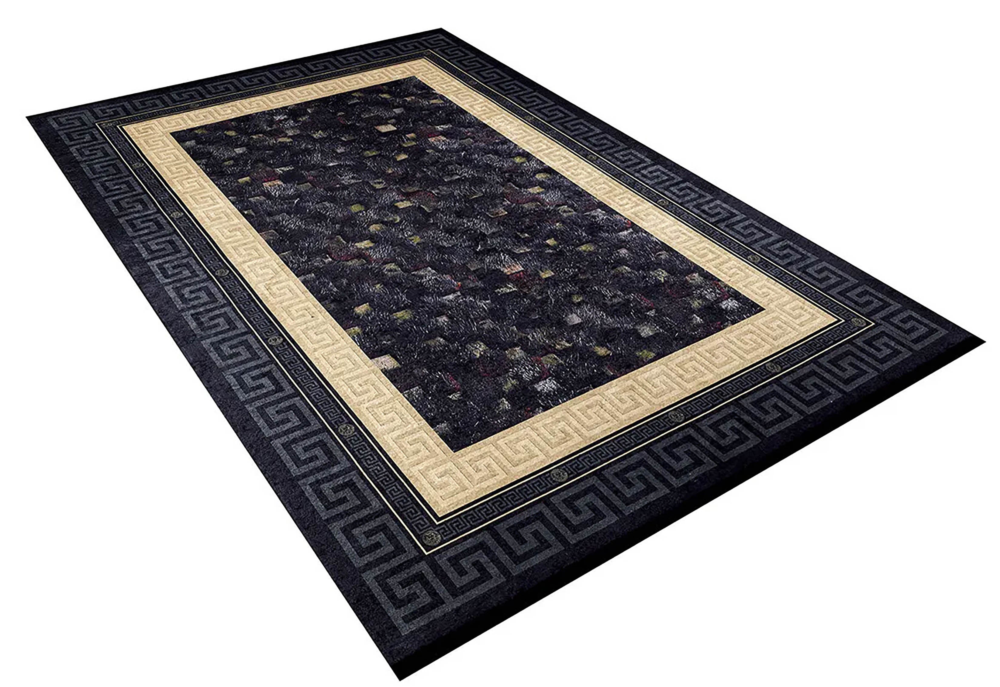 Brown Beige Geometric Antique Art Deco Rug