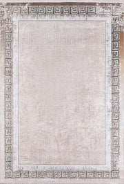 Brown Beige Geometric Antique Art Deco Rug