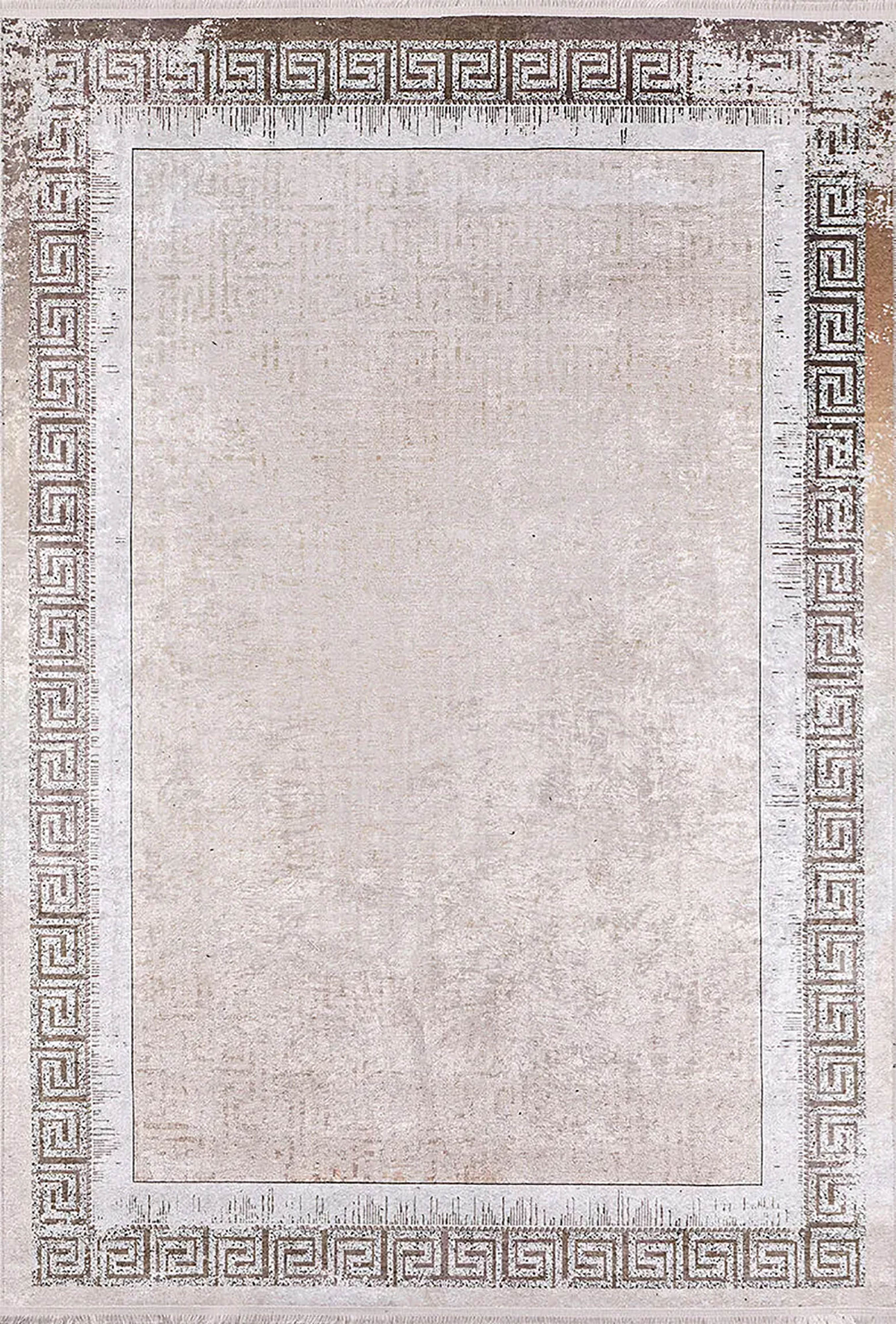 Brown Beige Geometric Antique Art Deco Rug