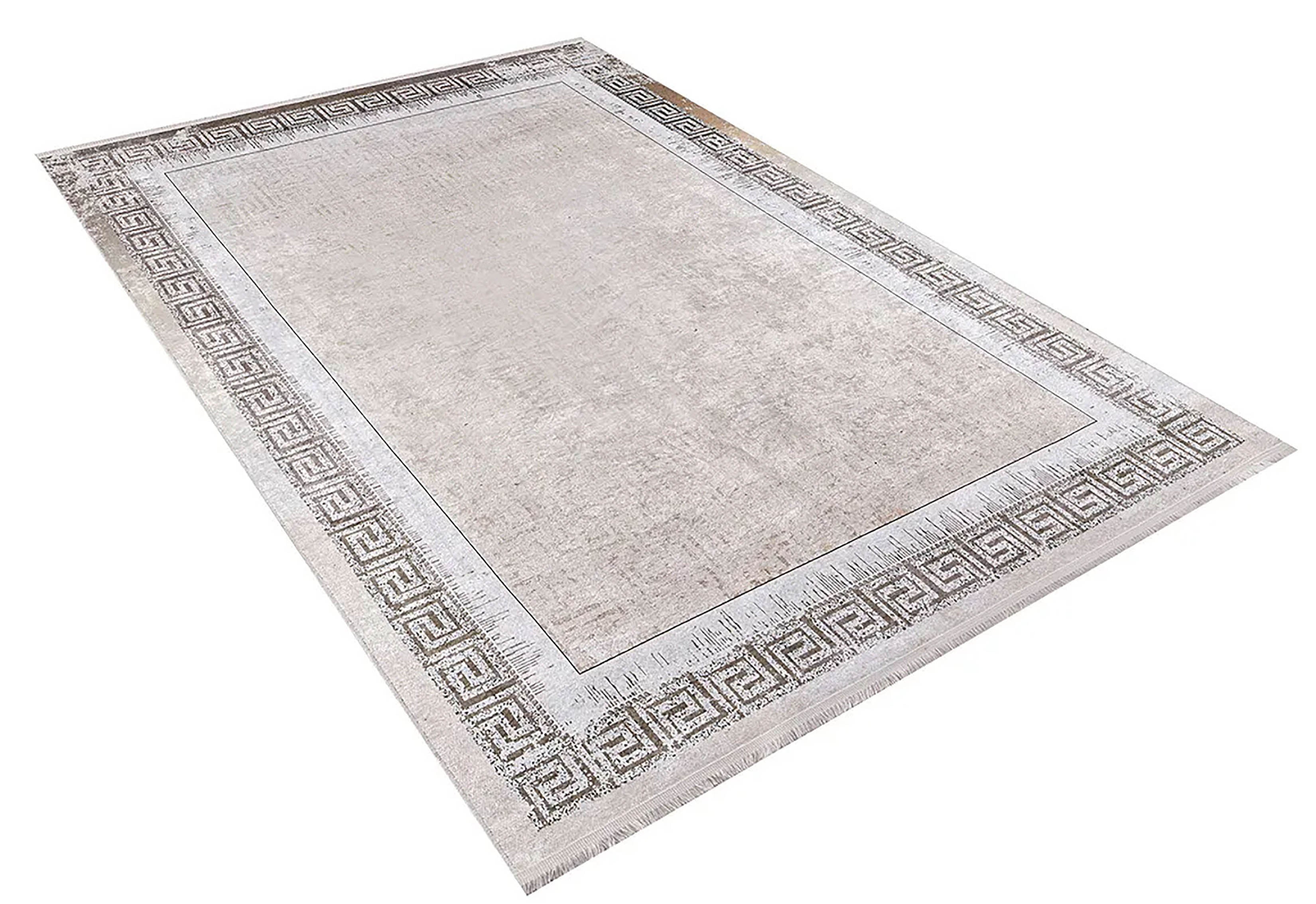 Brown Beige Geometric Antique Art Deco Rug