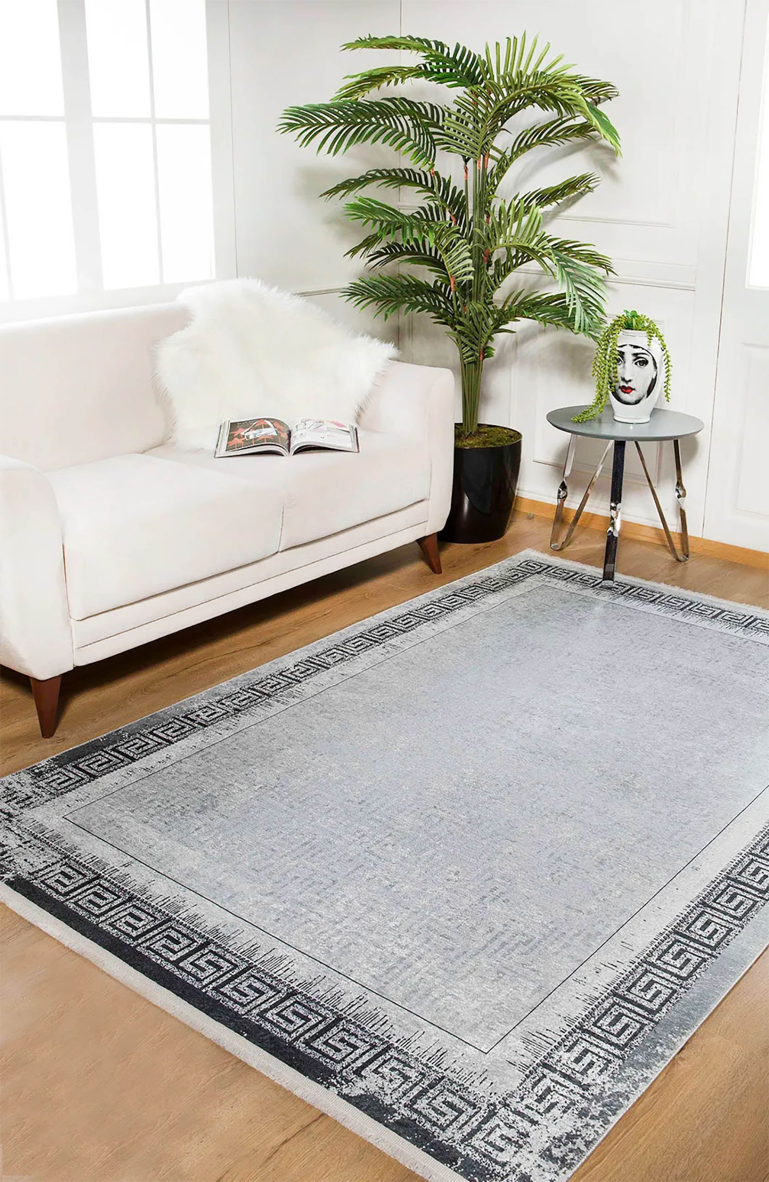 Brown Beige Geometric Antique Art Deco Rug