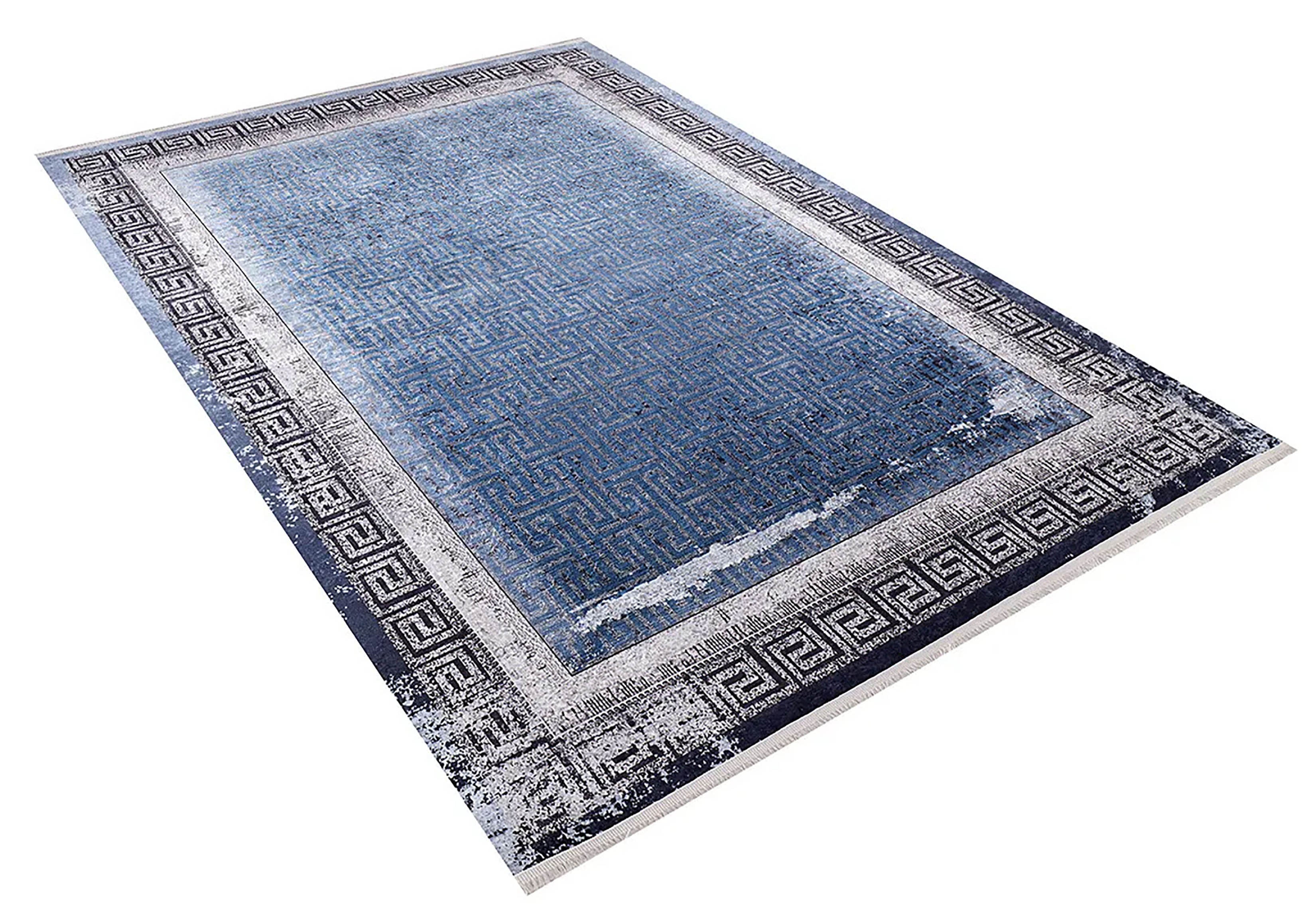 Brown Beige Geometric Antique Art Deco Rug