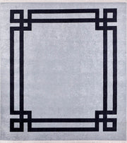 Brown Beige Geometric Antique Art Deco Rug