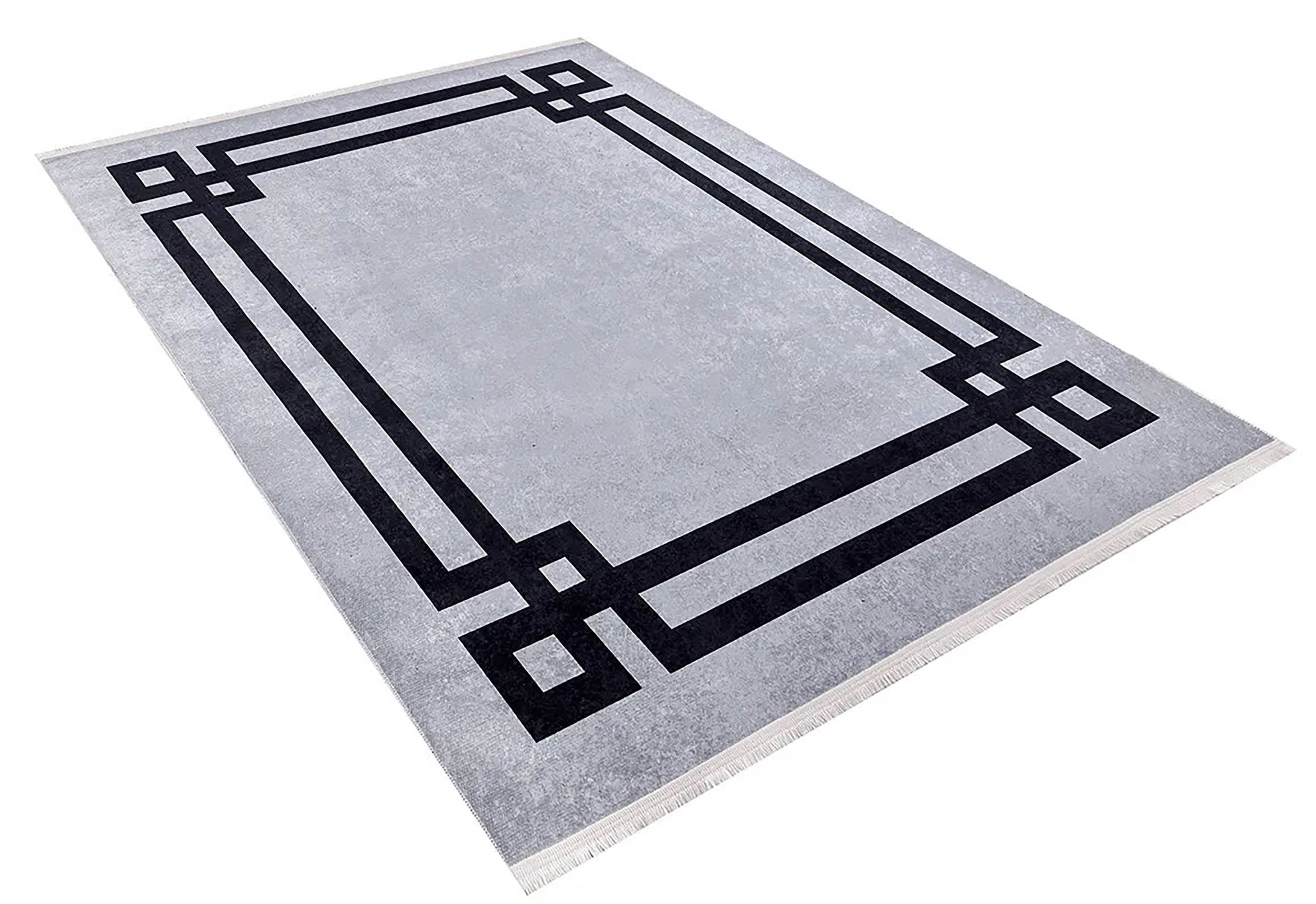 Brown Beige Geometric Antique Art Deco Rug
