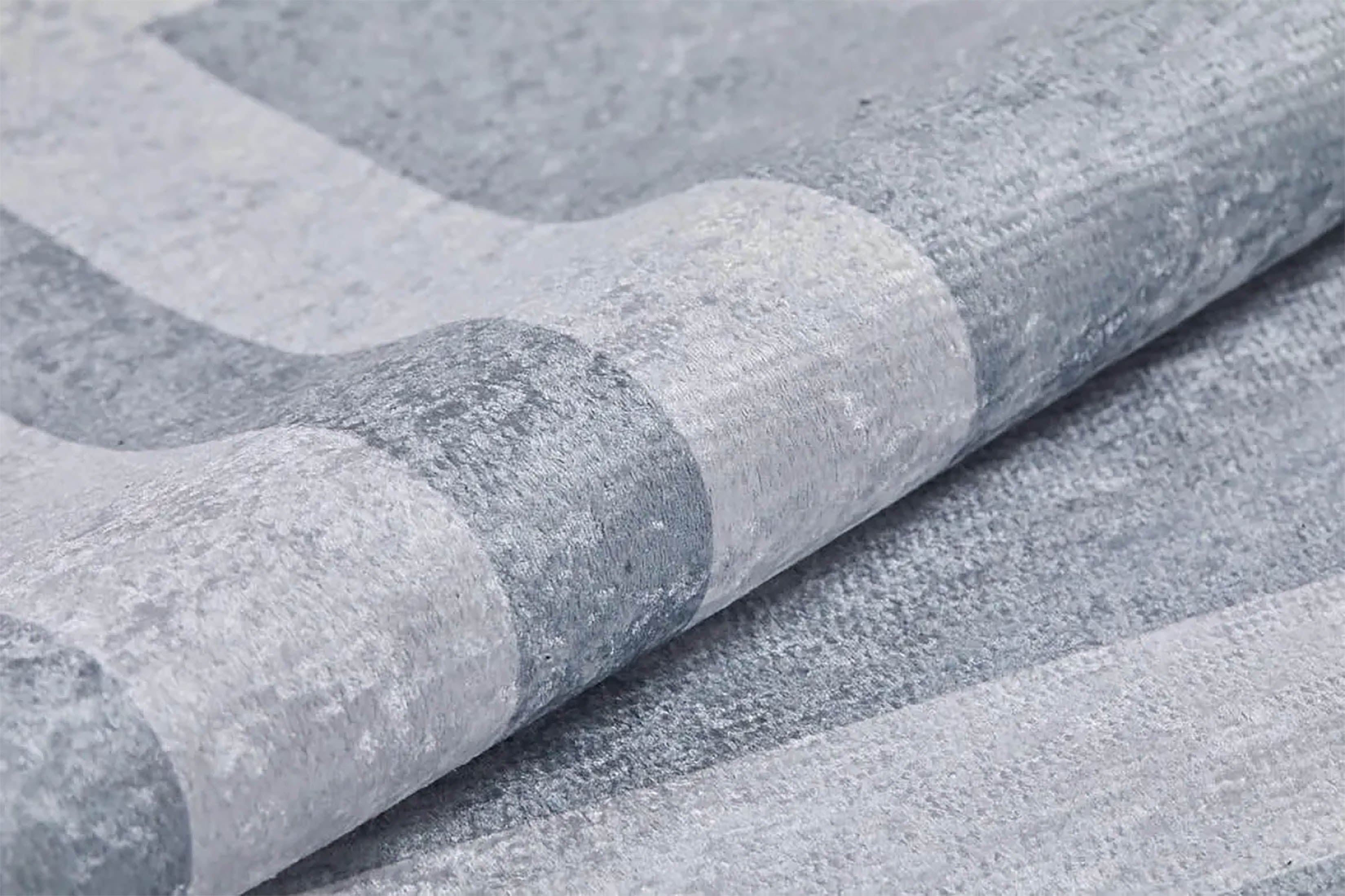 Gri Geometrik Desenli Lüks Bordürlü Halı - Pera Halı