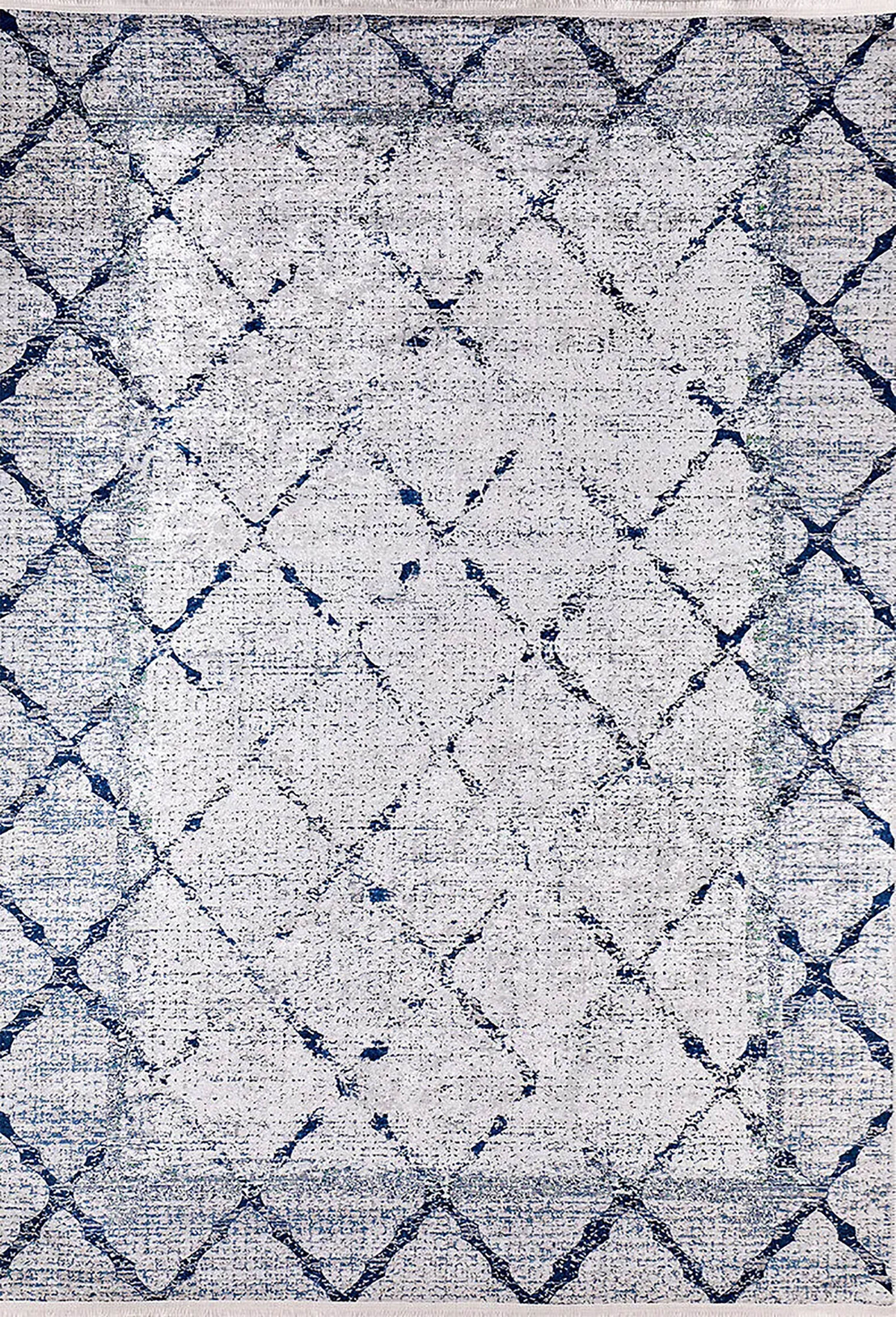 Gri Mavi Geometrik Antik Art Deco Halı - Pera Halı