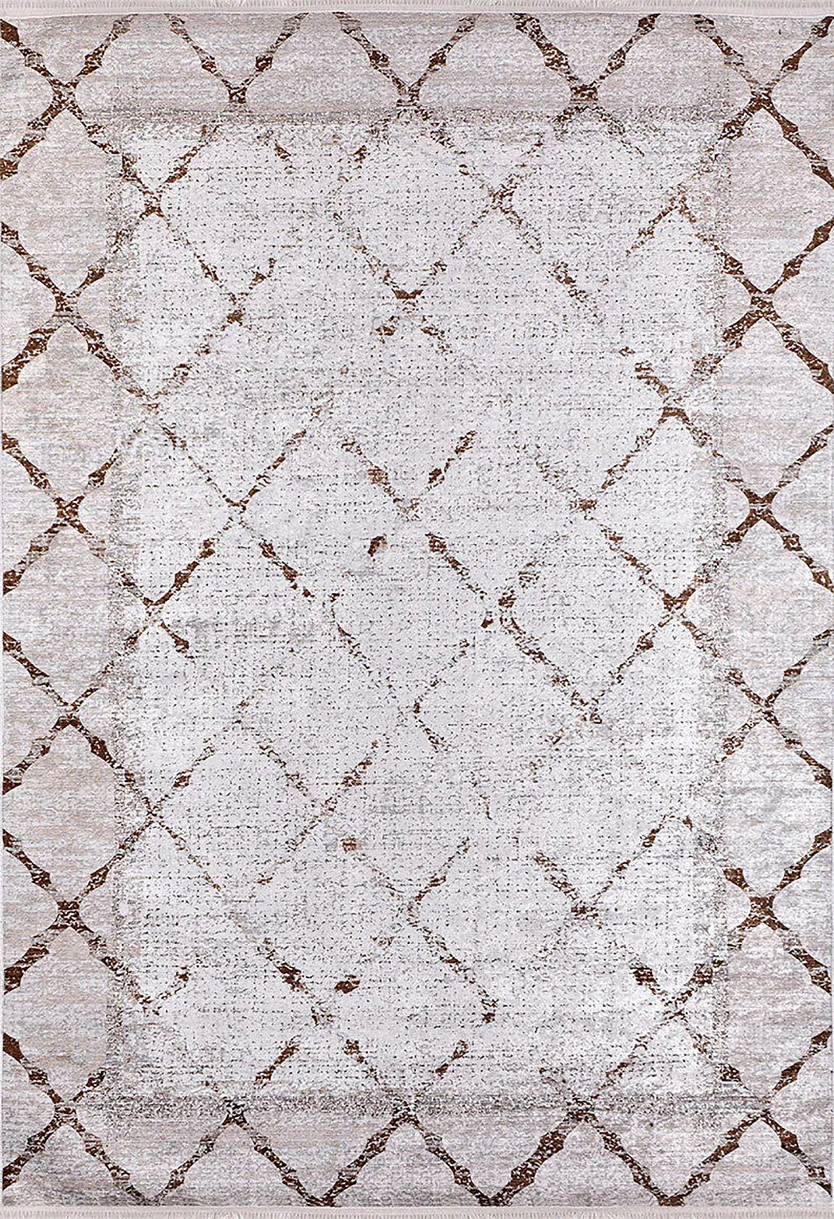Kahverengi Bej Geometrik Antik Art Deco Halı - Pera Halı