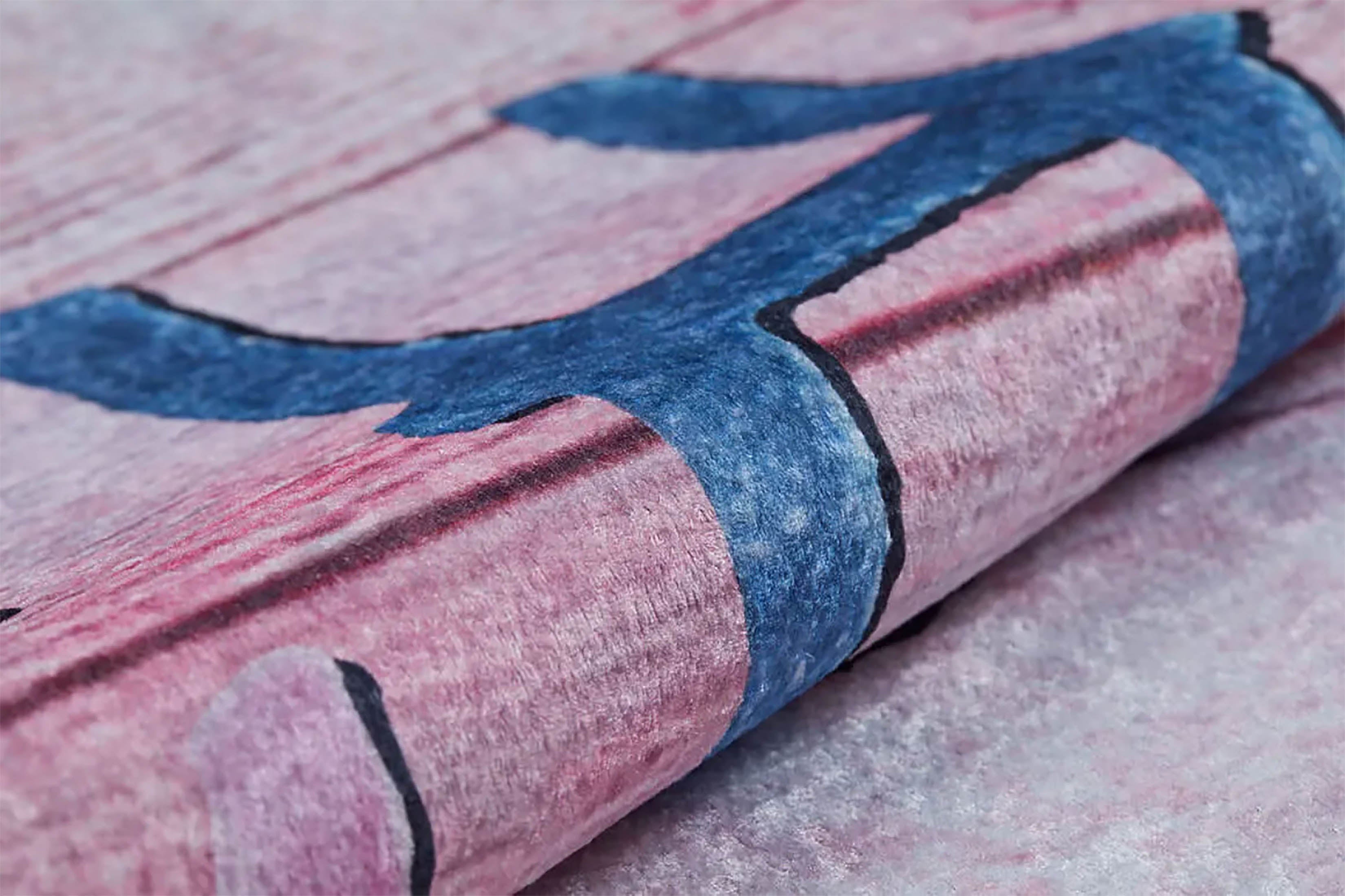 Pink Children's Carpet with Heart Pattern