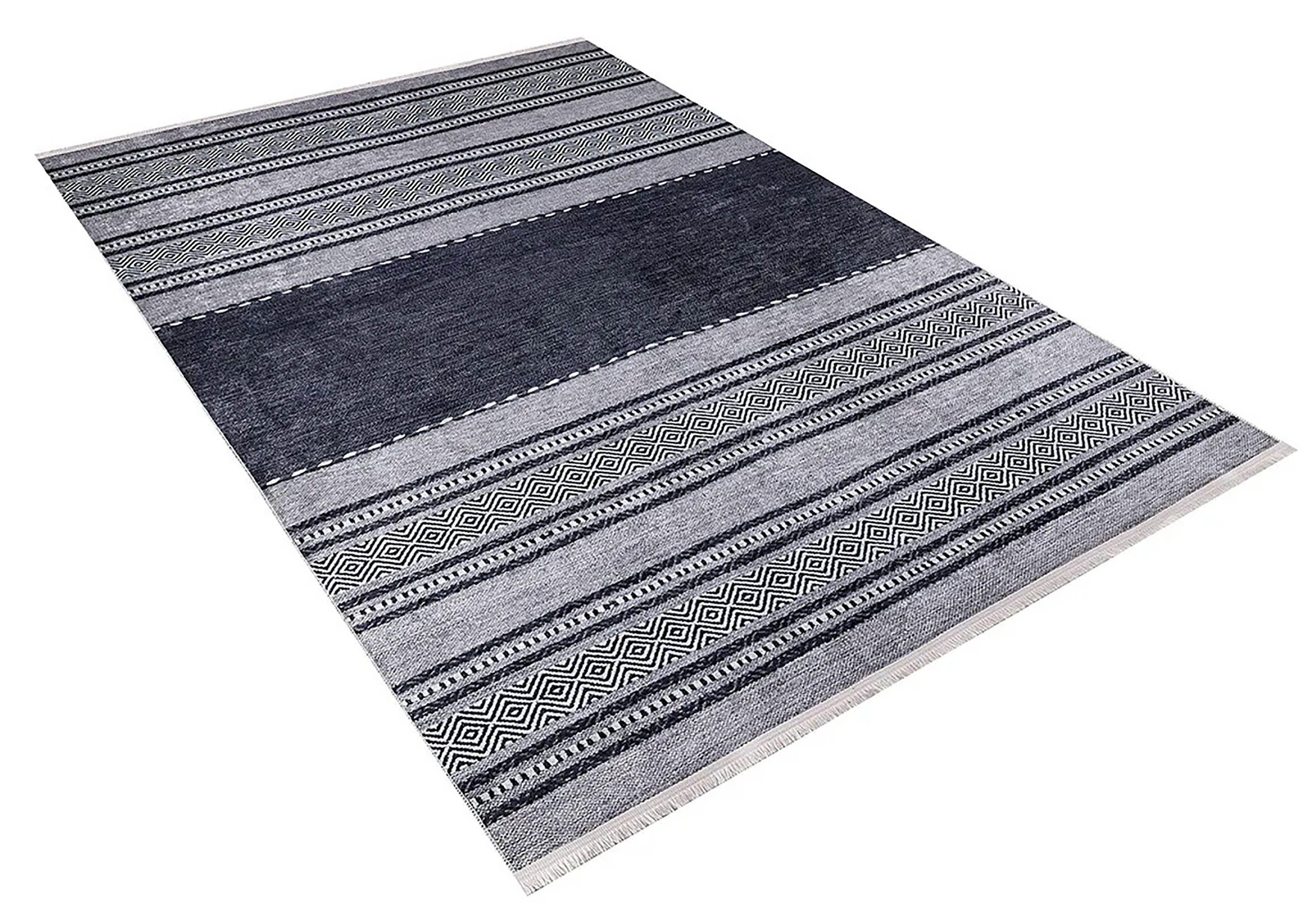 Brown Beige Geometric Antique Art Deco Rug