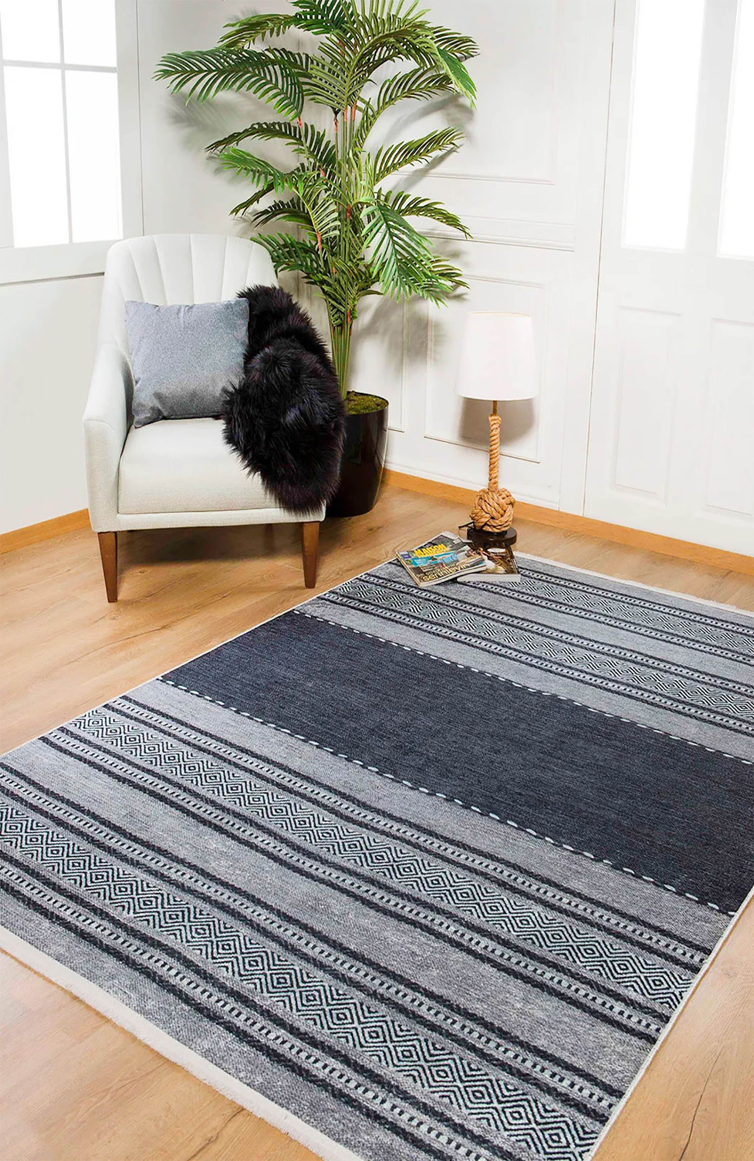 Brown Beige Geometric Antique Art Deco Rug