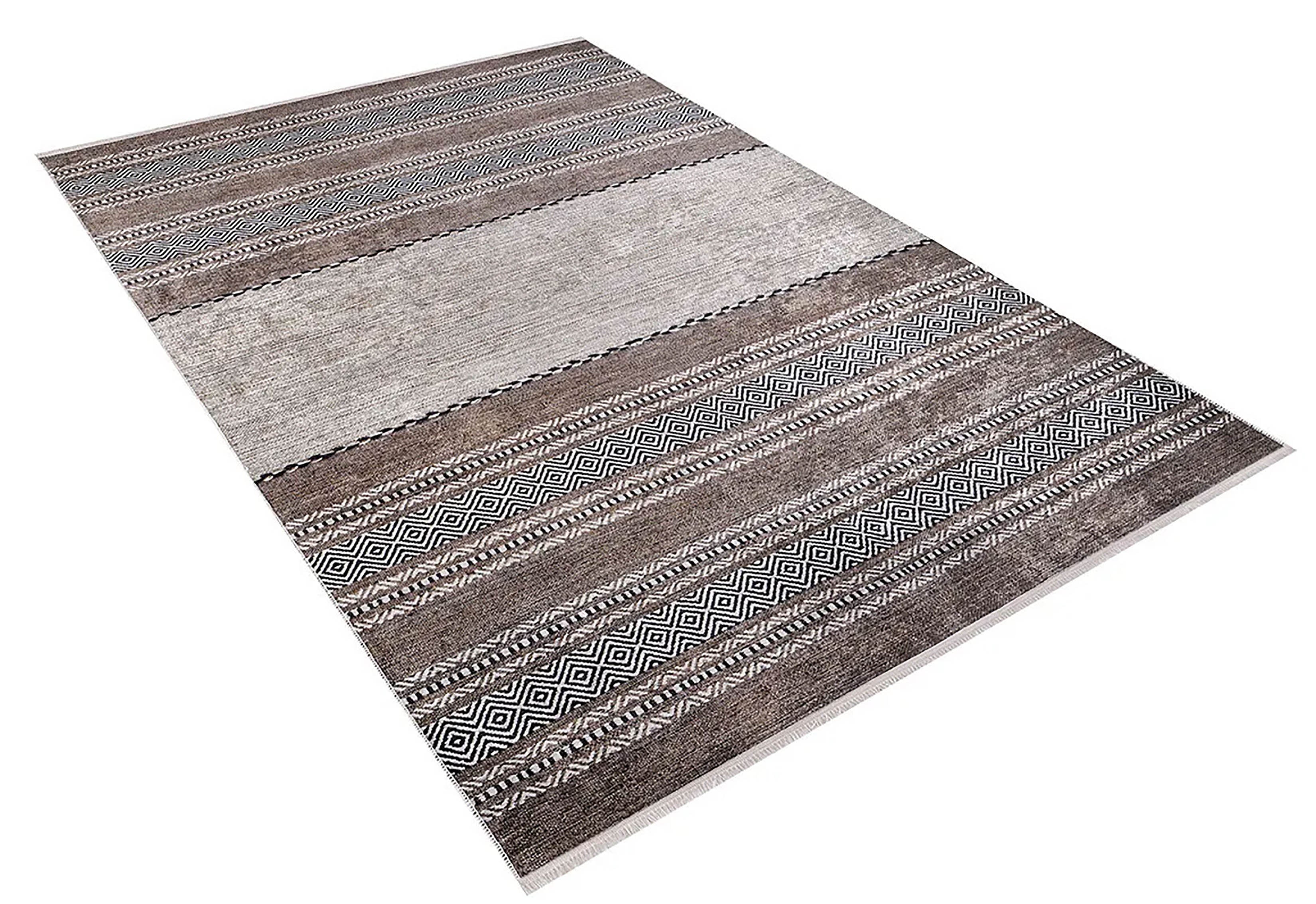 Braunbeiger geometrischer antiker Art Deco Teppich