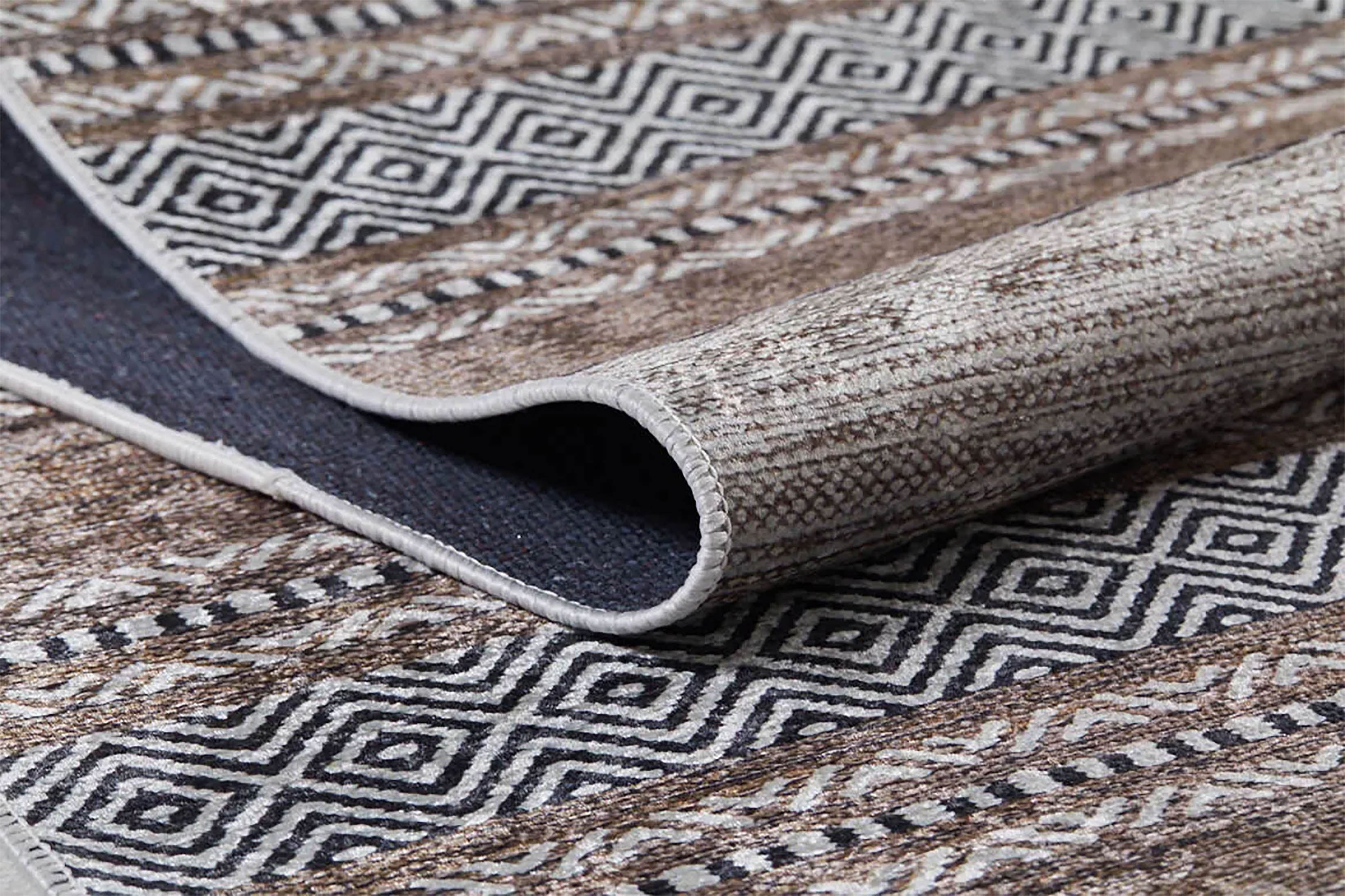 Braunbeiger geometrischer antiker Art Deco Teppich