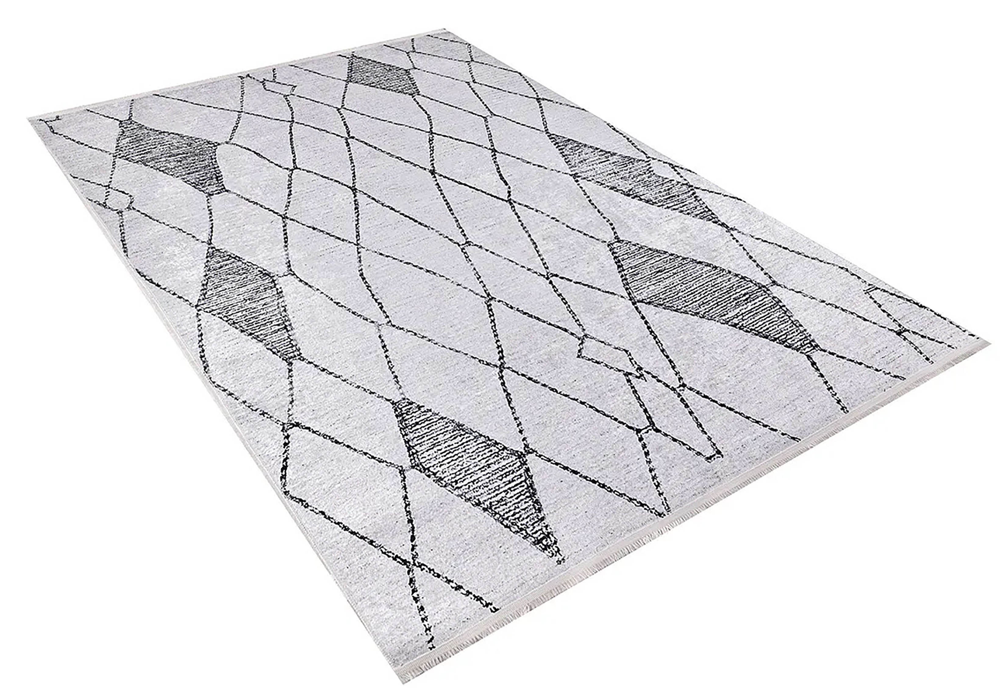 Brown Beige Geometric Antique Art Deco Rug