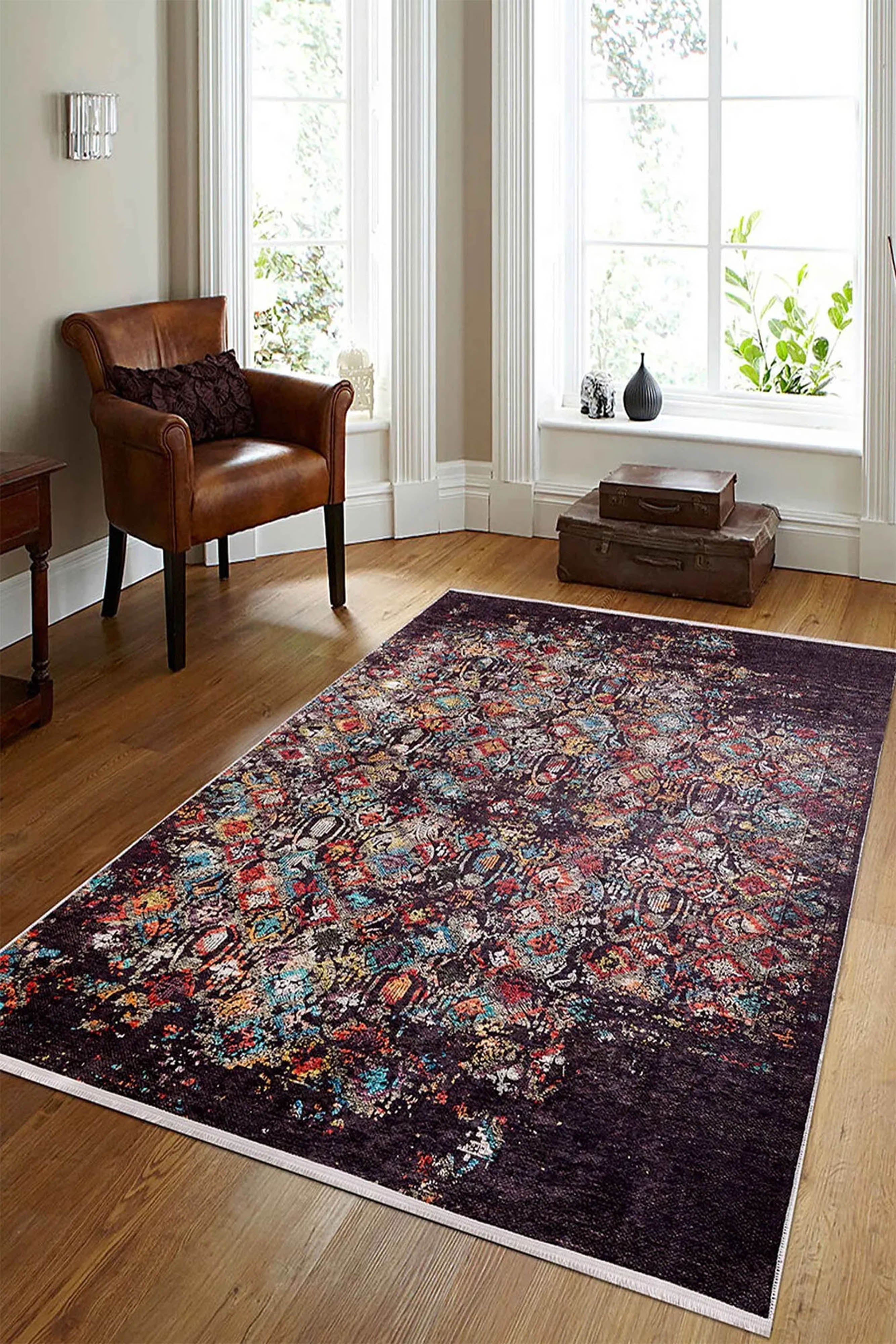 Kahverengi Modern Boho Geometrik Halı - Pera Halı