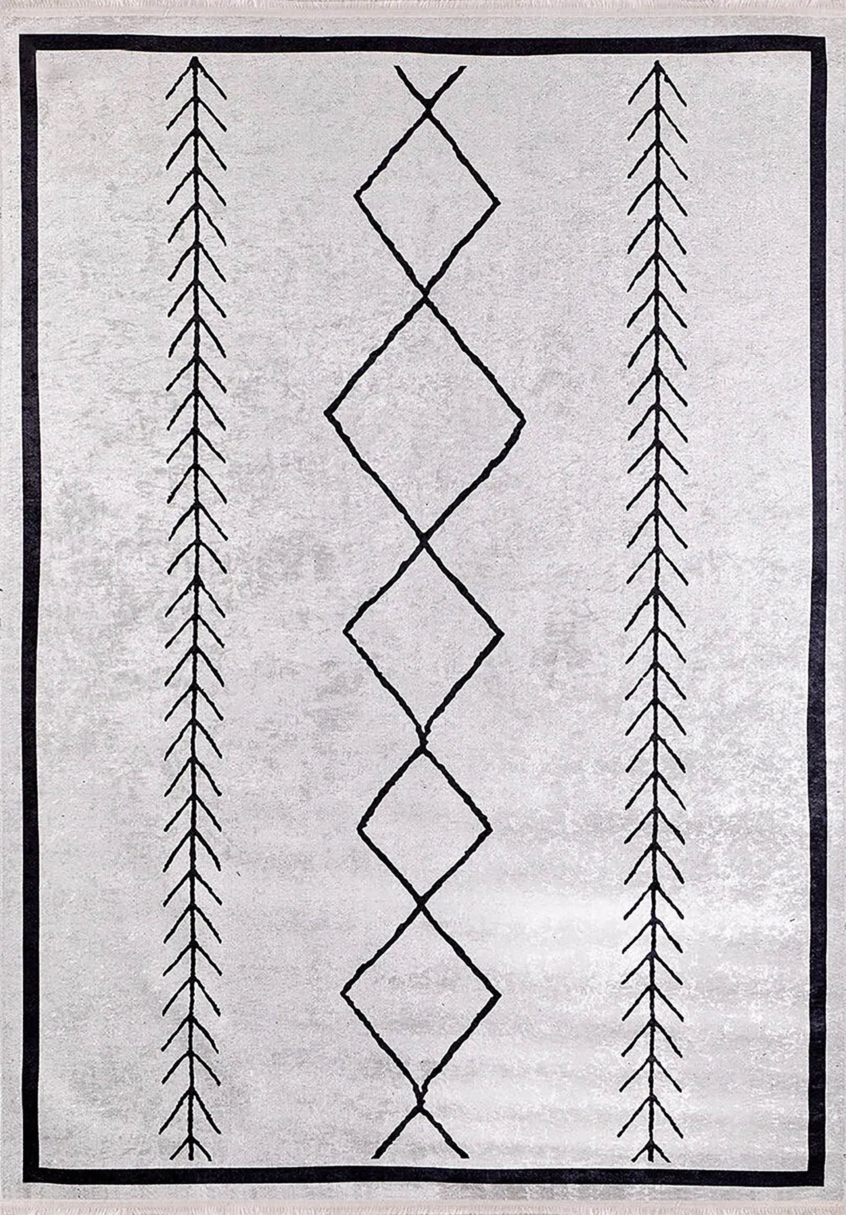 Brown Beige Geometric Antique Art Deco Rug