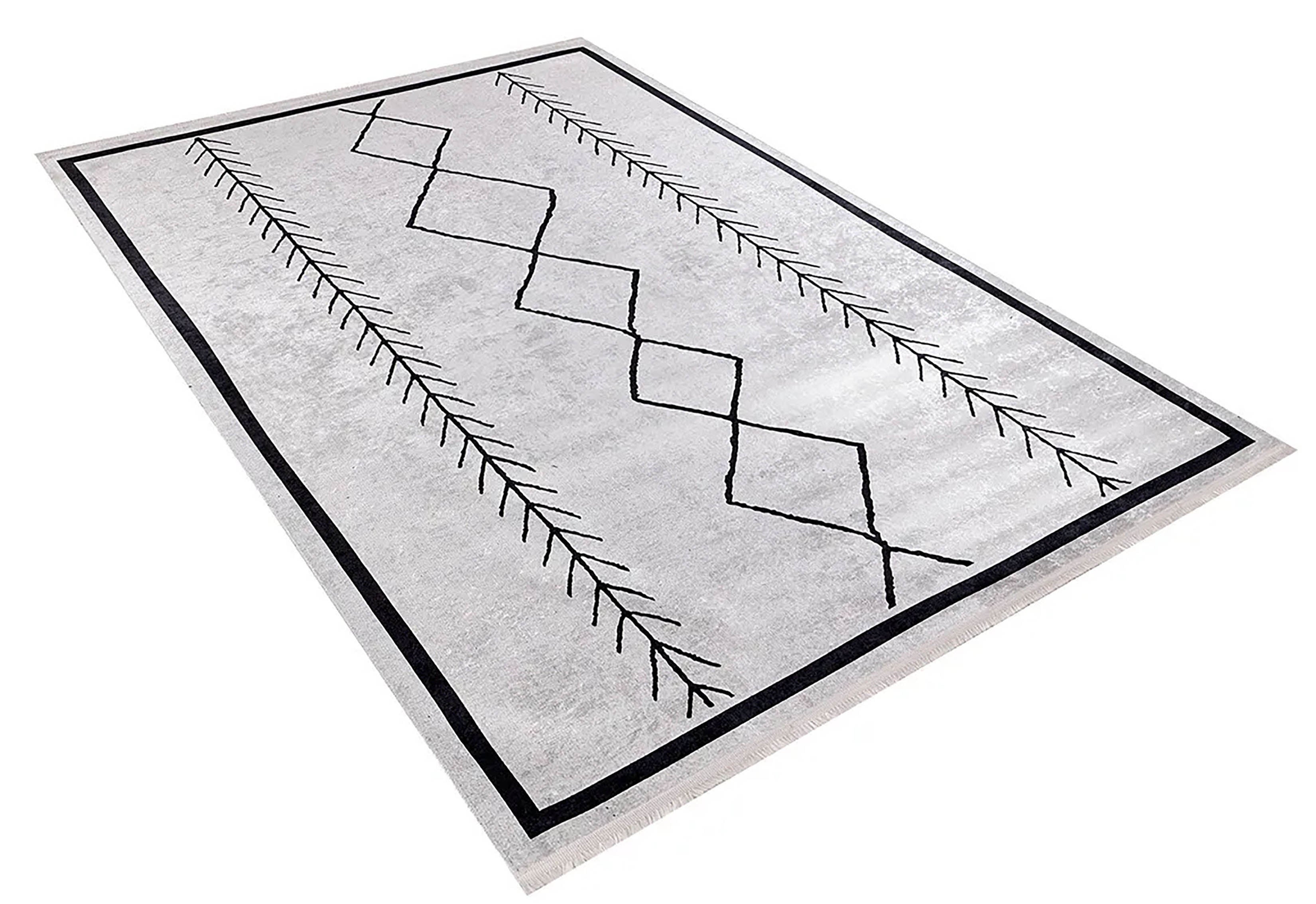 Brown Beige Geometric Antique Art Deco Rug