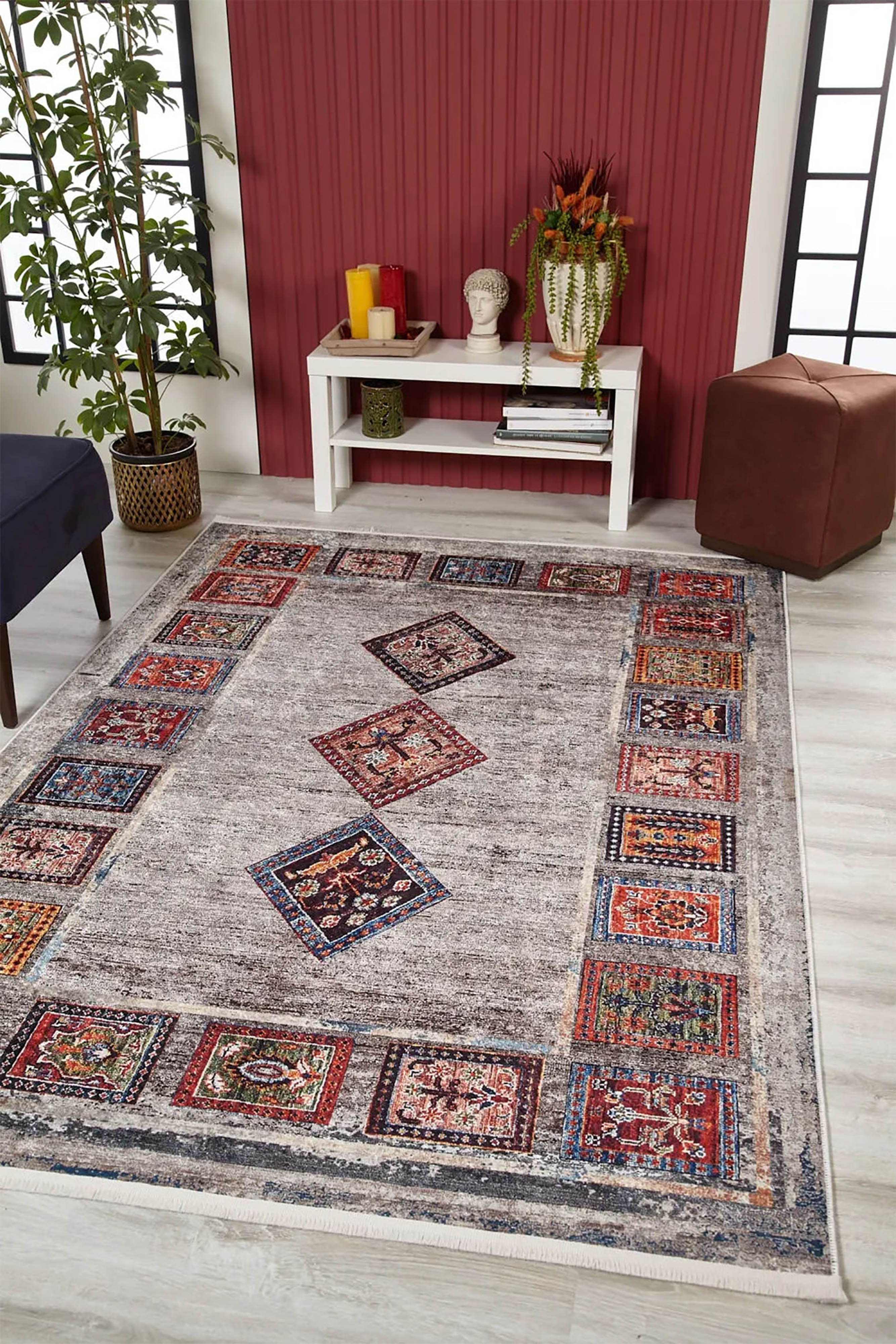 Antik Bohem Geometrik Desenli Halı - Pera Halı