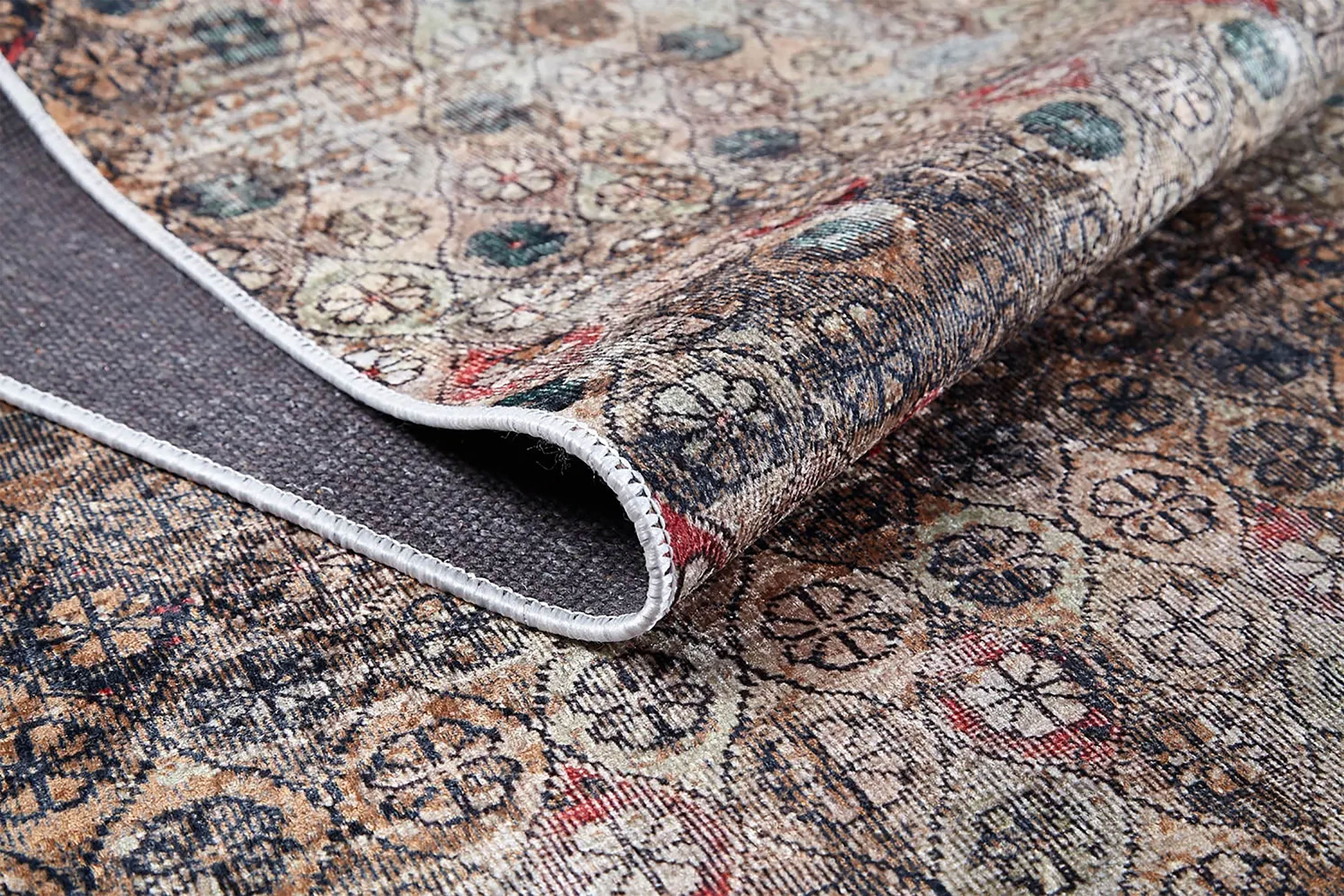 Yıkanabilir Kahverengi Eskitme Vintage Otantik Salon Halısı