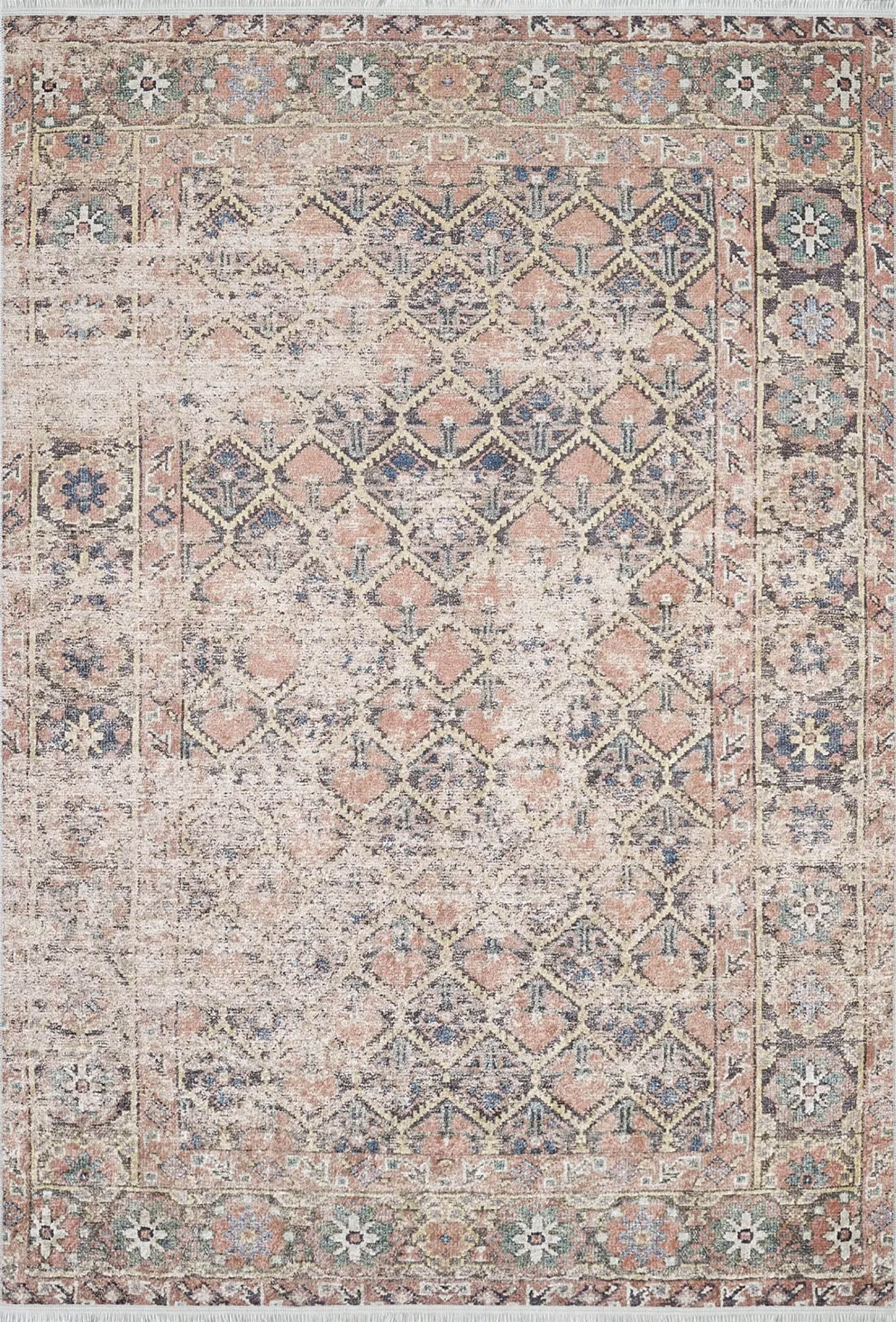 Petek Desenli Açık Pembe Modern Halı - Pera Halı