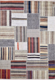 Brown Beige Geometric Antique Art Deco Rug