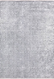 Brown Beige Geometric Antique Art Deco Rug