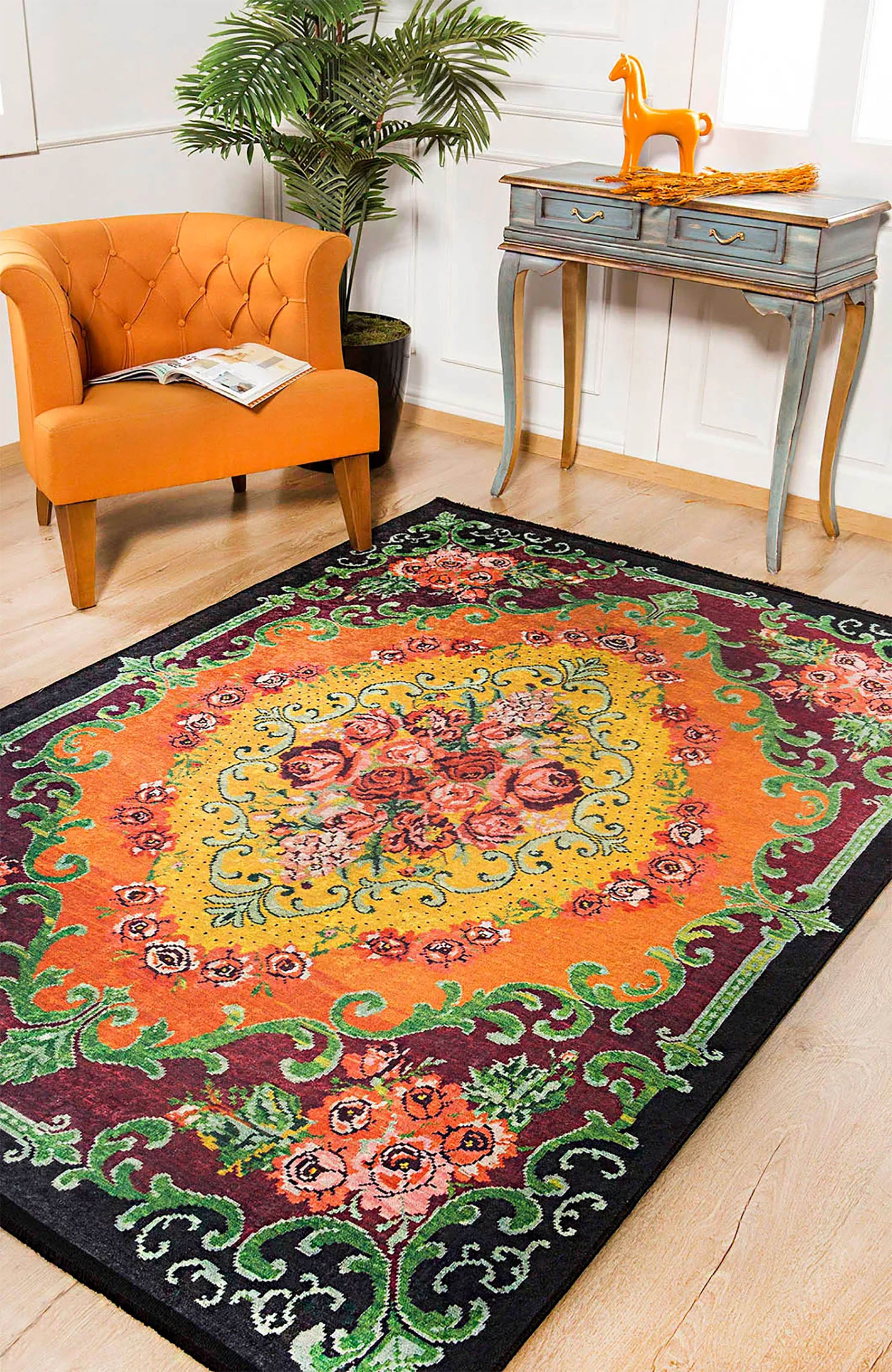 Brown Beige Geometric Antique Art Deco Rug