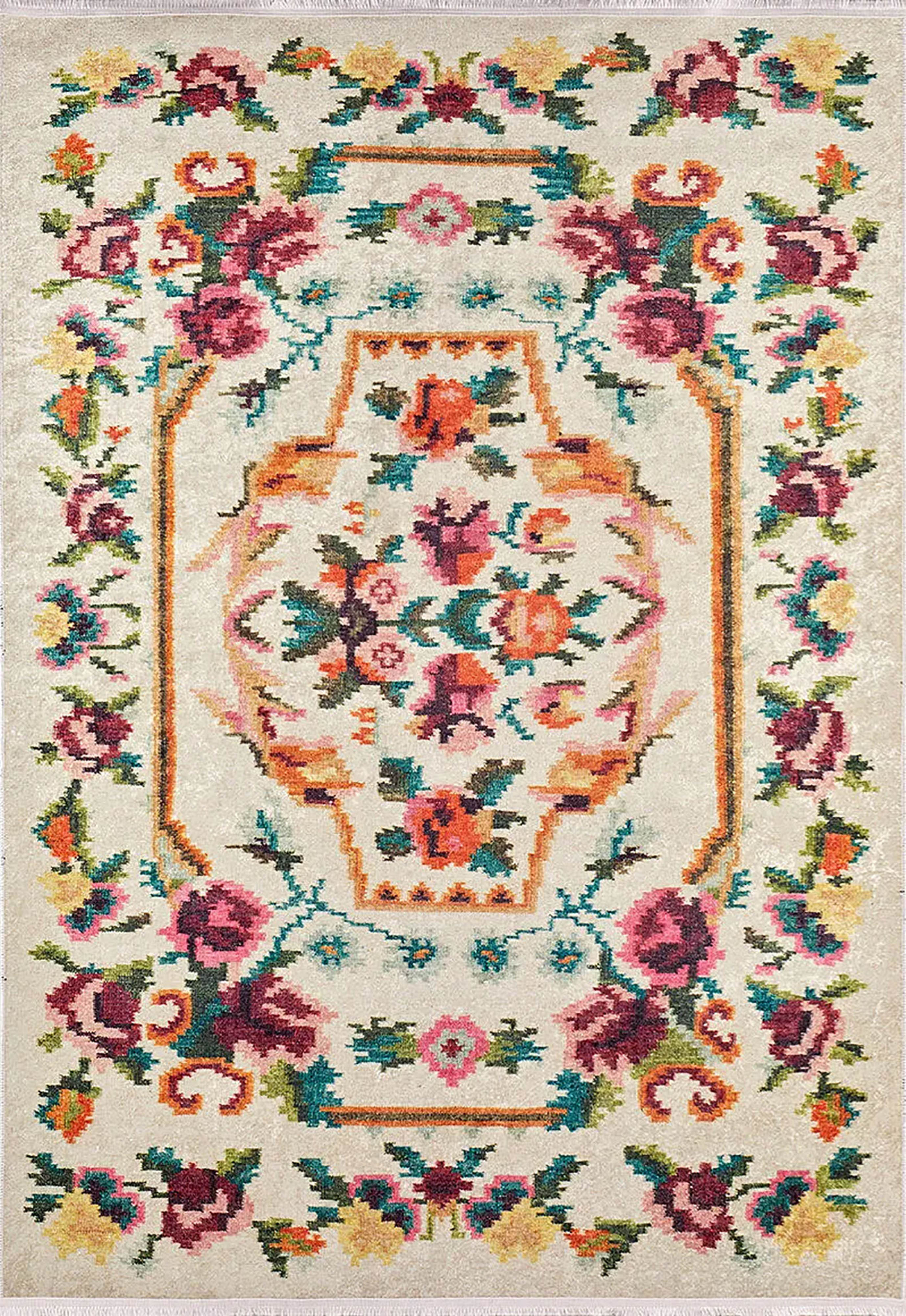 Brown Beige Geometric Antique Art Deco Rug