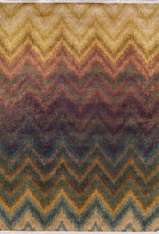 Brown Beige Geometric Antique Art Deco Rug