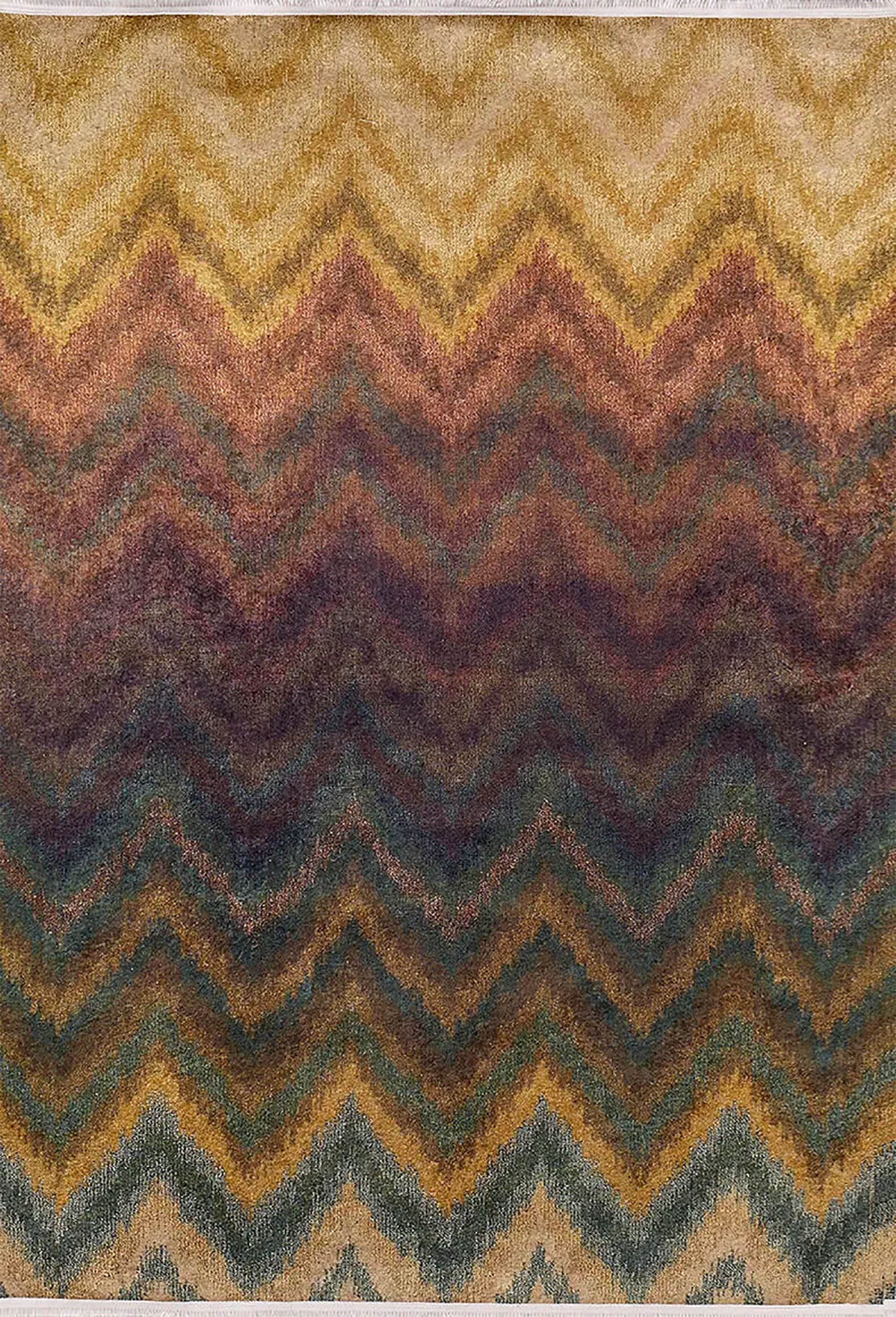 Brown Beige Geometric Antique Art Deco Rug