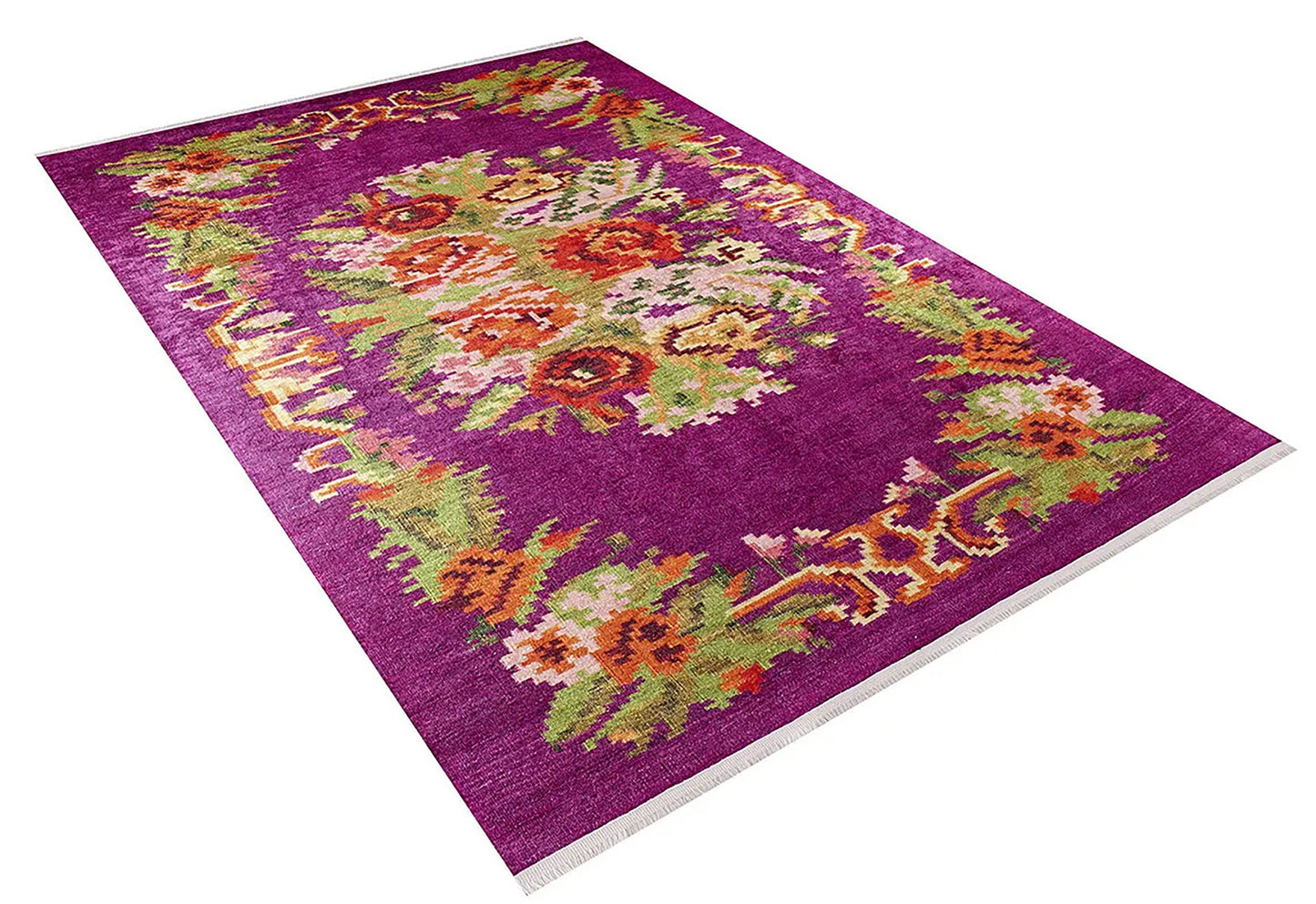 Karabağ Dekoratif Bohem Çiçekli Kilim Halı - Pera Halı