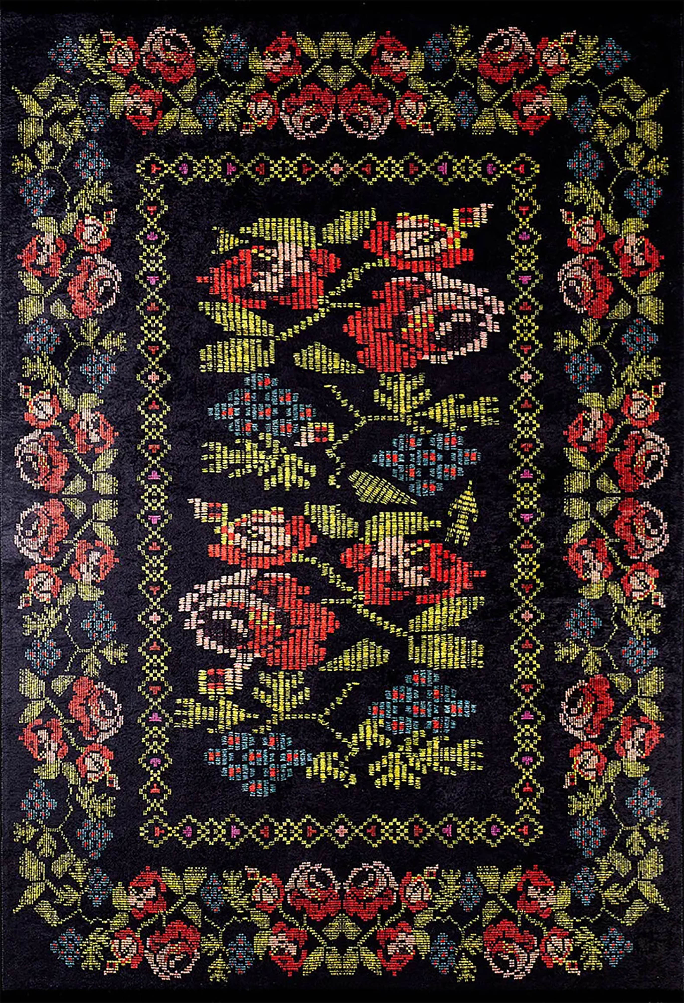 Braunbeiger geometrischer antiker Art Deco Teppich
